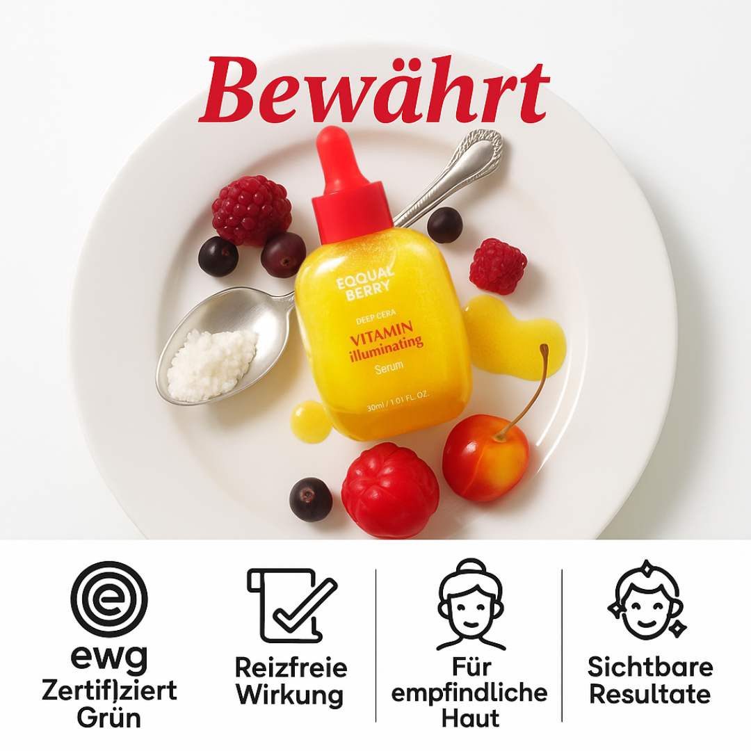 Eqqualberry Gesichtsserum Vitamin Illuminating Serum mit Niacinamid, Acerola & Hyaluronsäure – aufhellendes Gesichtsserum gegen Pigmentflecken, dunkle Flecken, fahlen Teint – 30 ml Pipettenflasche