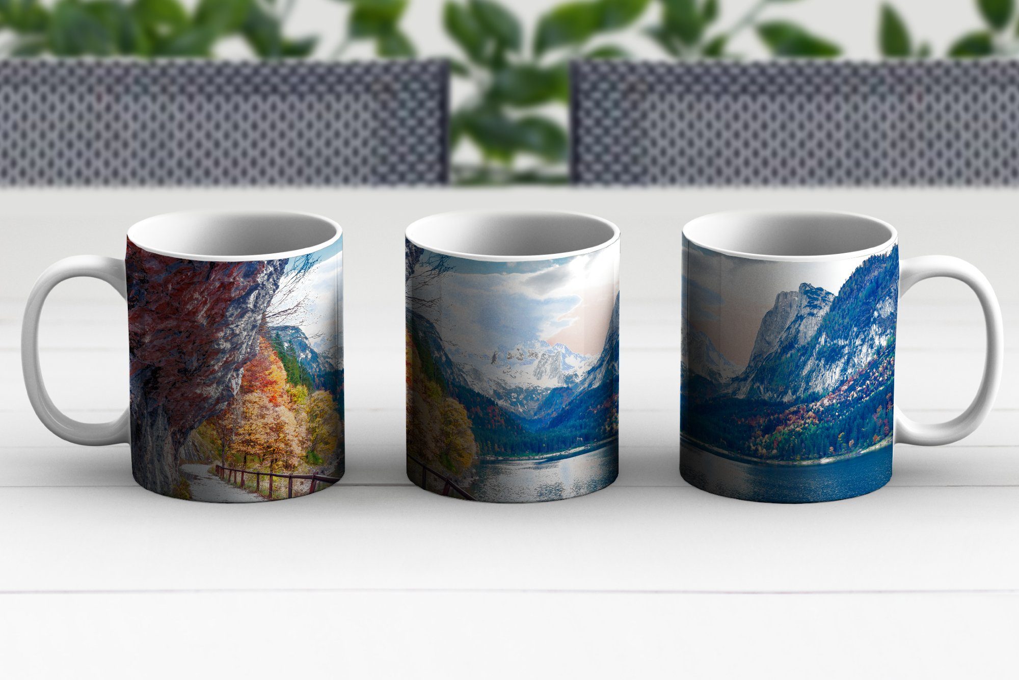 MuchoWow Tasse Berge - Teetasse, Geschenk Kaffeetassen, - Wasser, Keramik, - - Natur Weg See Teetasse, Becher