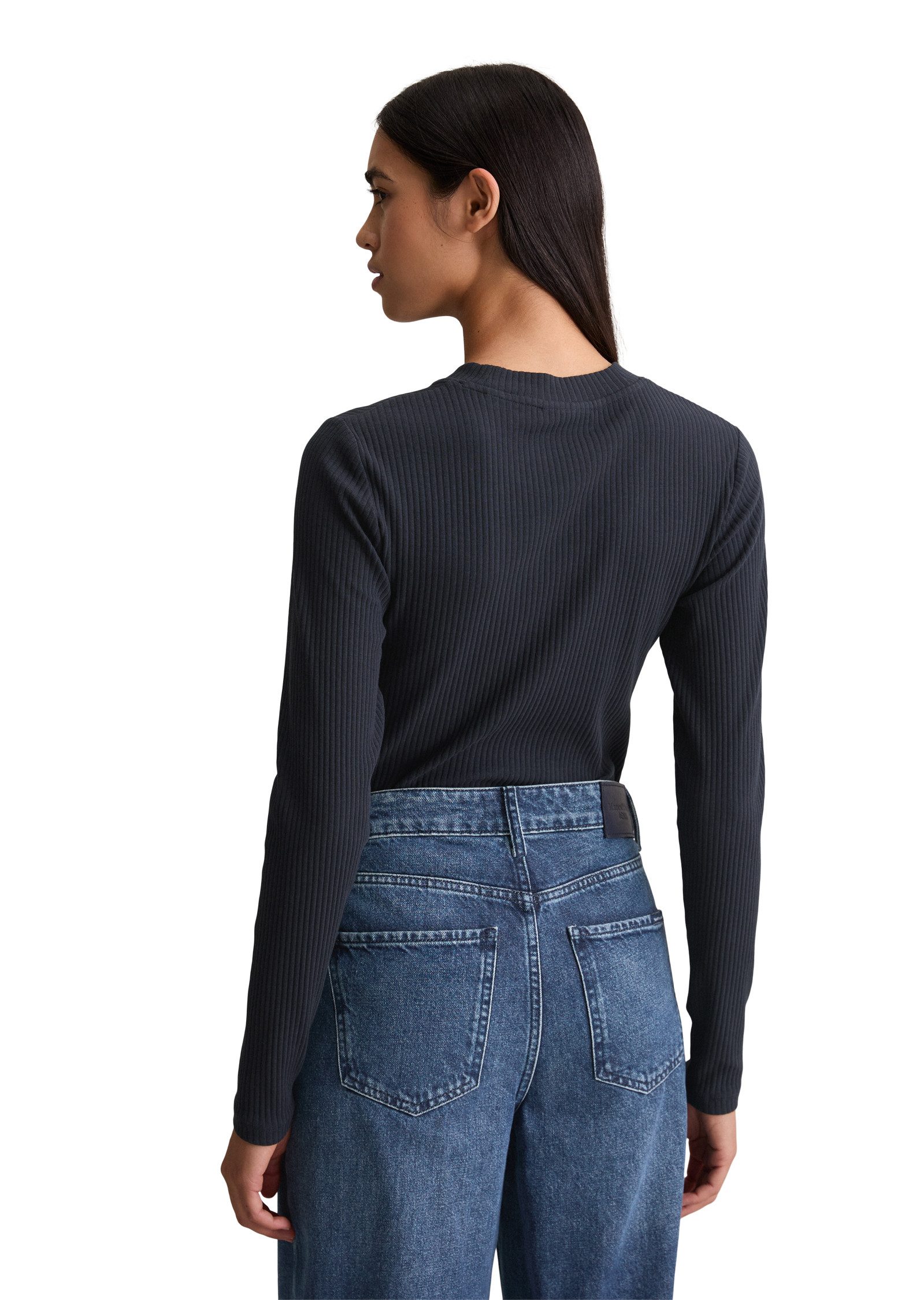 Marc O'Polo DENIM Langarmshirt Rundhalsausschnitt, slim fit, Bio-Baumwolle günstig online kaufen