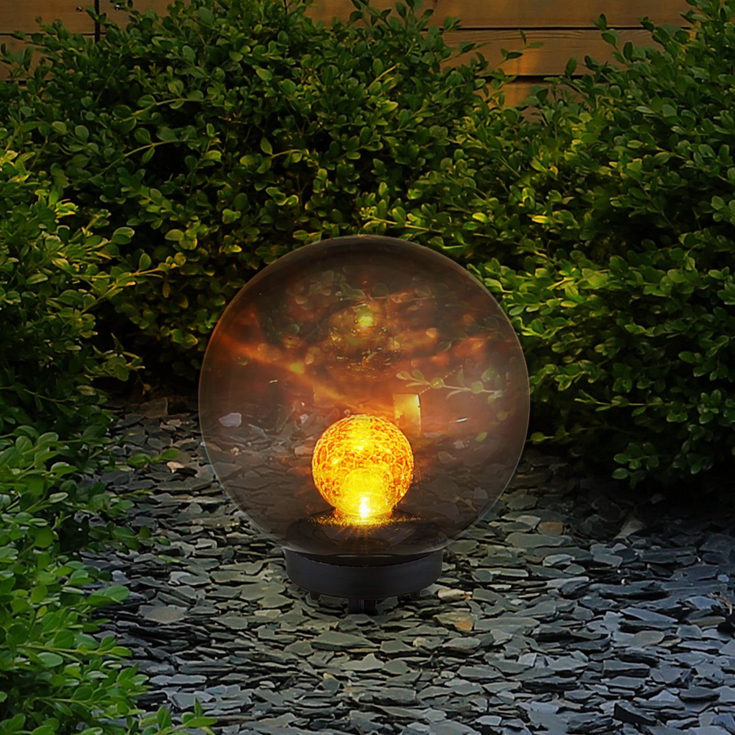 Globo LED Solarleuchte GLOBO Solarleuchte Garten Kugeln Glas Solarlampe