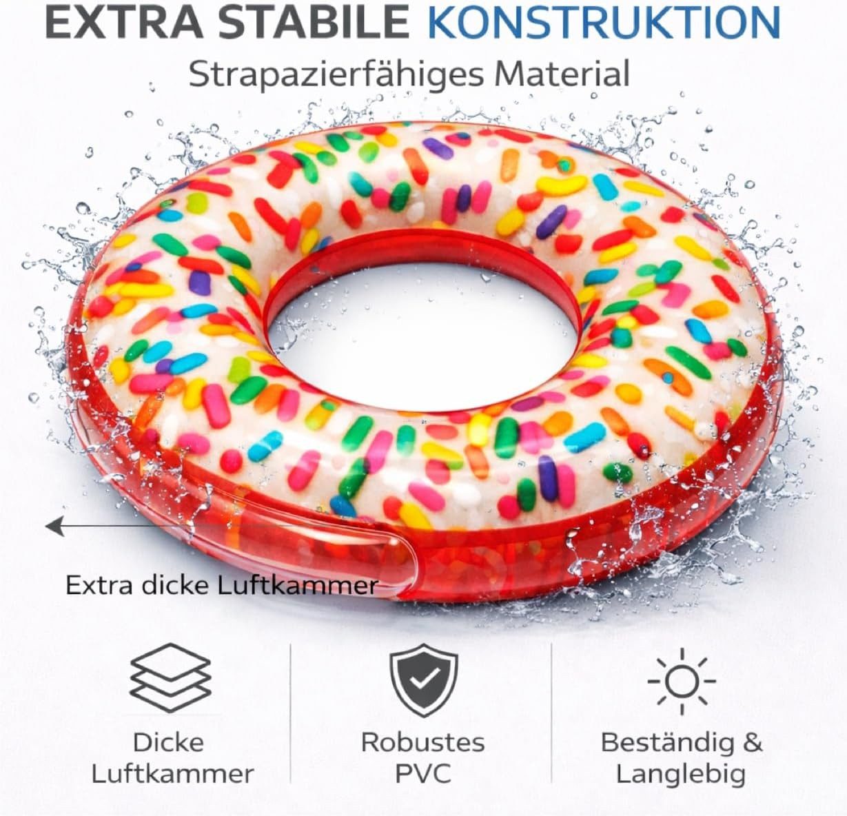TK Gruppe Schwimmring Donut Schwimmring aufblasbar Ø 120 cm – Schwimmreifen für Pool (Schwimmring), 120 cm