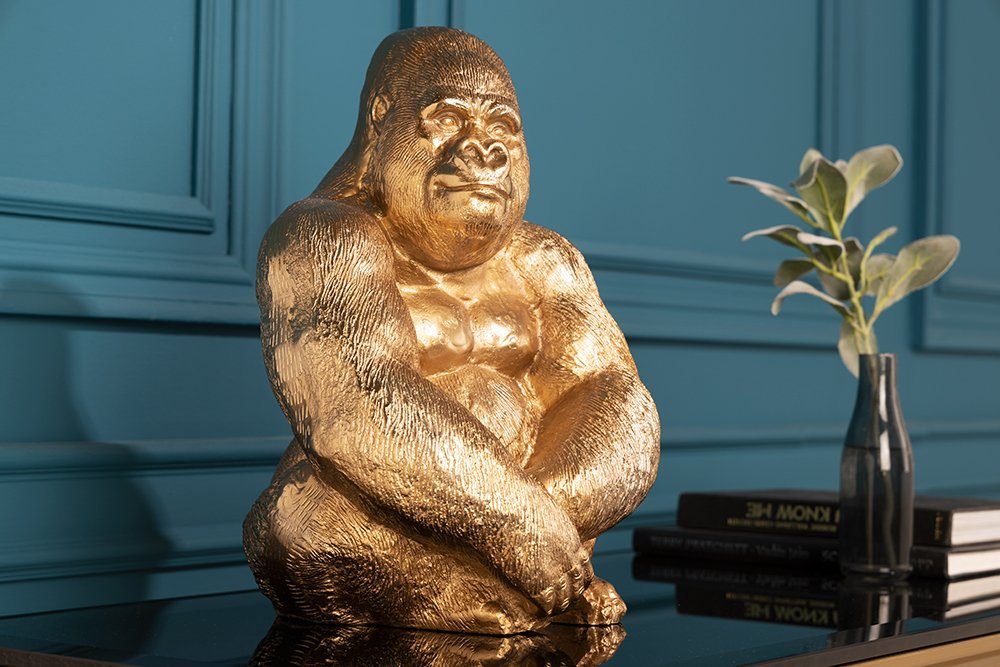 riess-ambiente Dekofigur KONG 40cm gold (Einzelartikel, 1 St), Wohnzimmer · Metall · handmade · Accessoire · Gorilla-Figur · Design