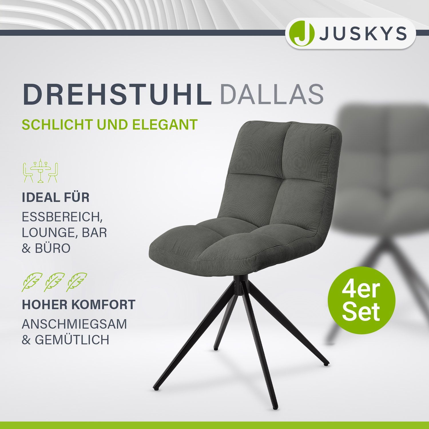 Juskys Esszimmerstuhl Dallas (4 St), 4er günstig online kaufen