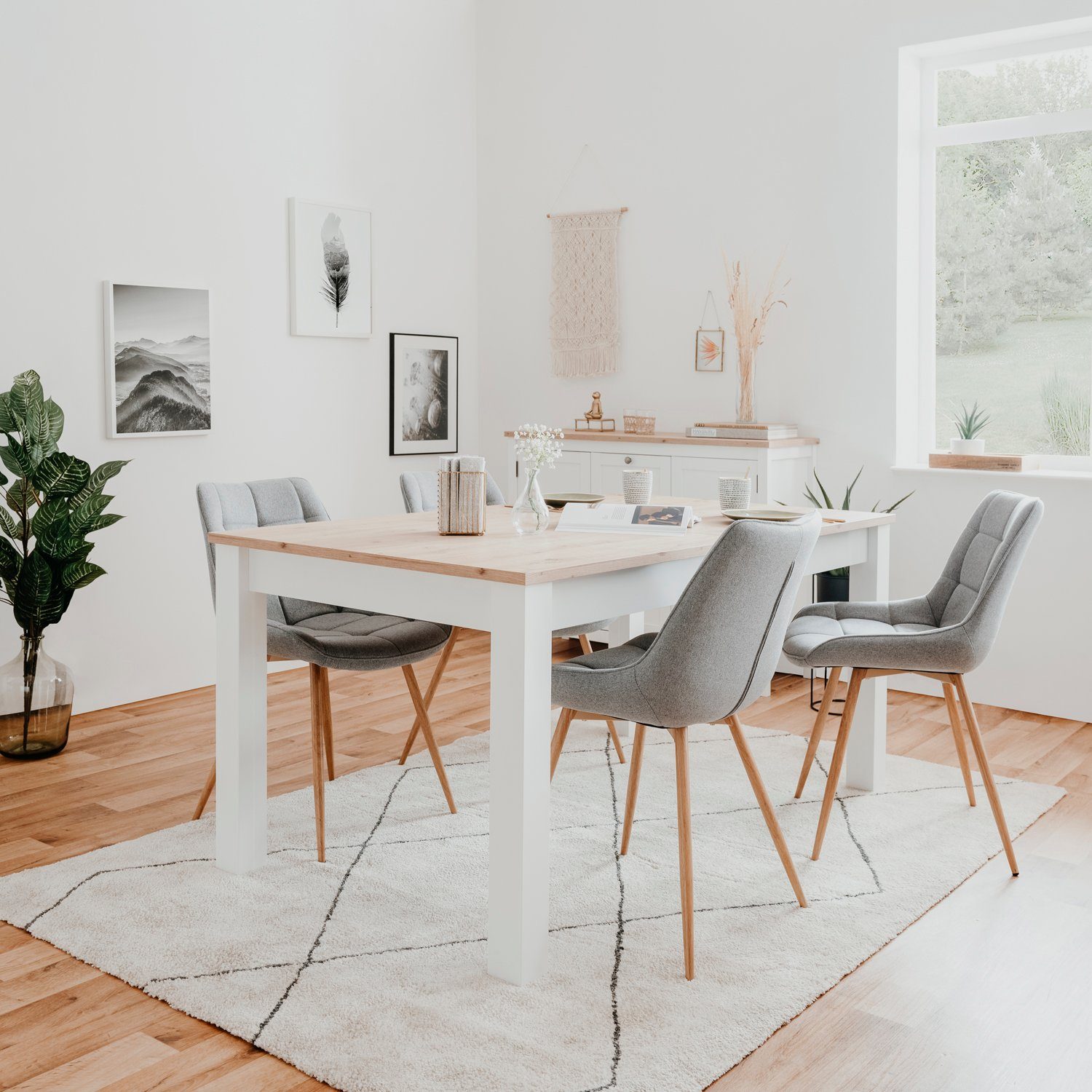 Tisch Set) Weiß Esstisch Küchentisch Wohnzimmer (kein Holz Homestyle4u Ausziehbar