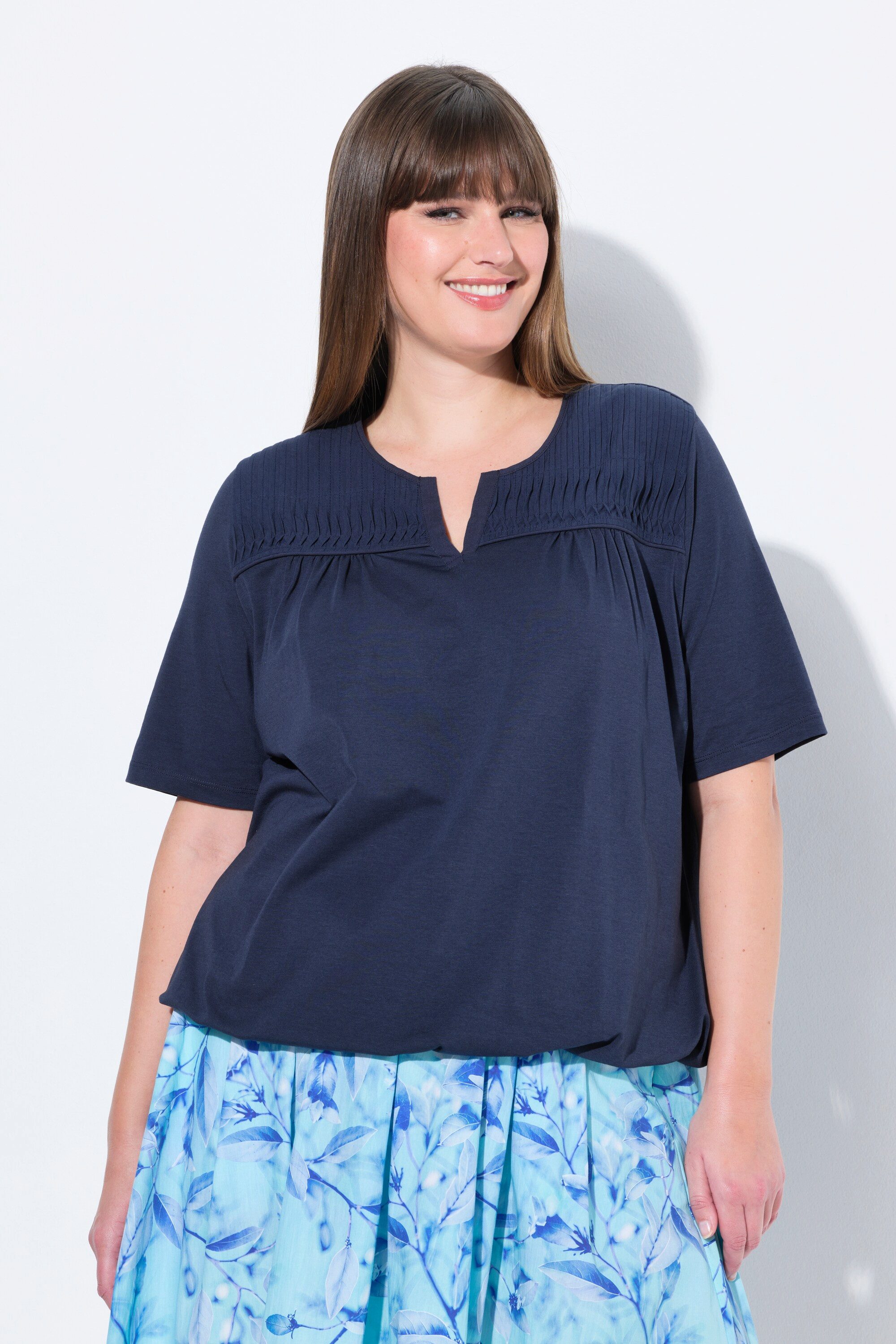Ulla Popken T-Shirt T-Shirt Gummisaum Biesen günstig online kaufen