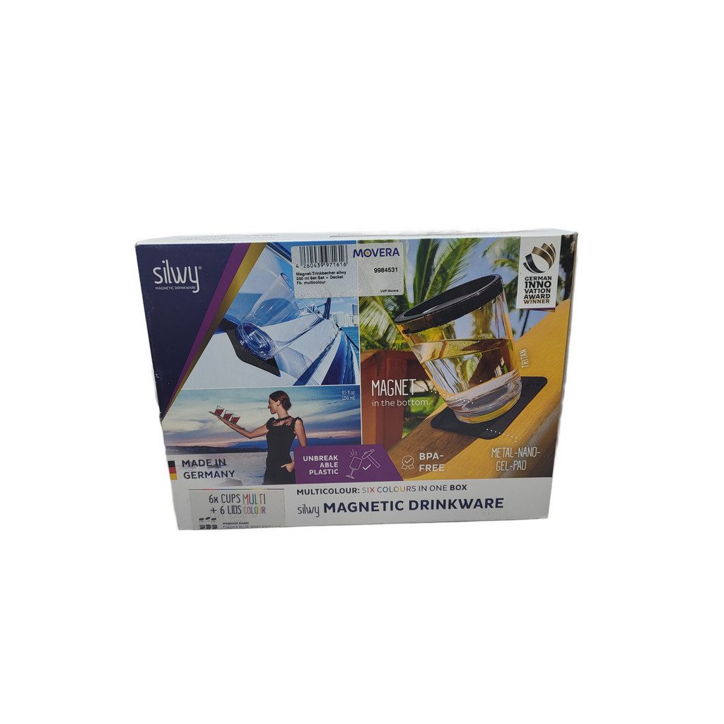 Gläser-Set Silwy Magnet-Trinkbecher 6er-Set + Deckel 250 ml multicolour