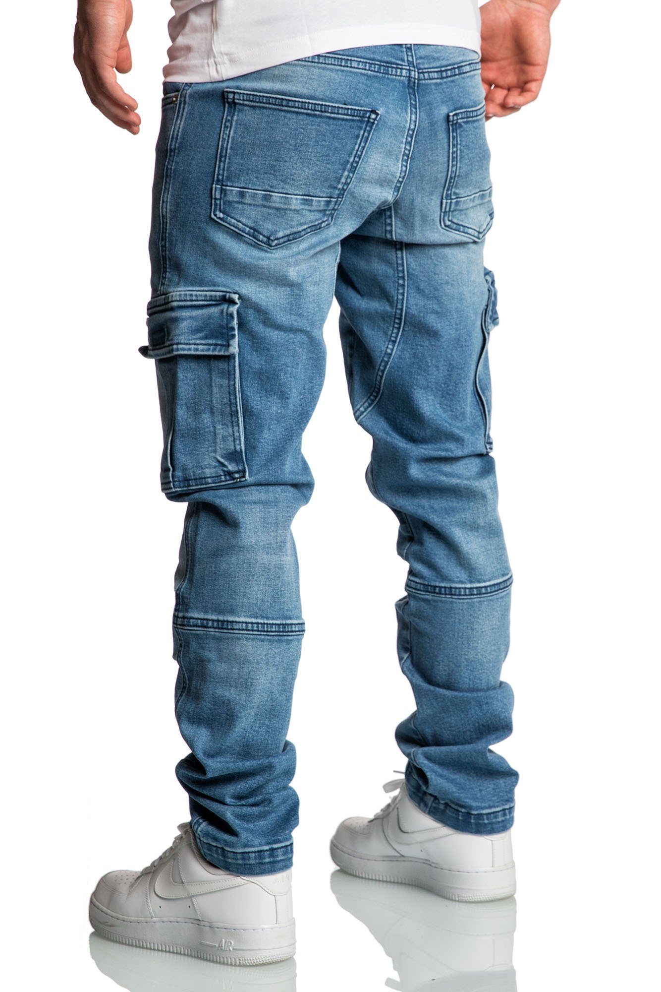Amaci&Sons Straight-Jeans CARY Jeans Regular Slim Herren Regular Fit Cargo Denim Jeans Hose