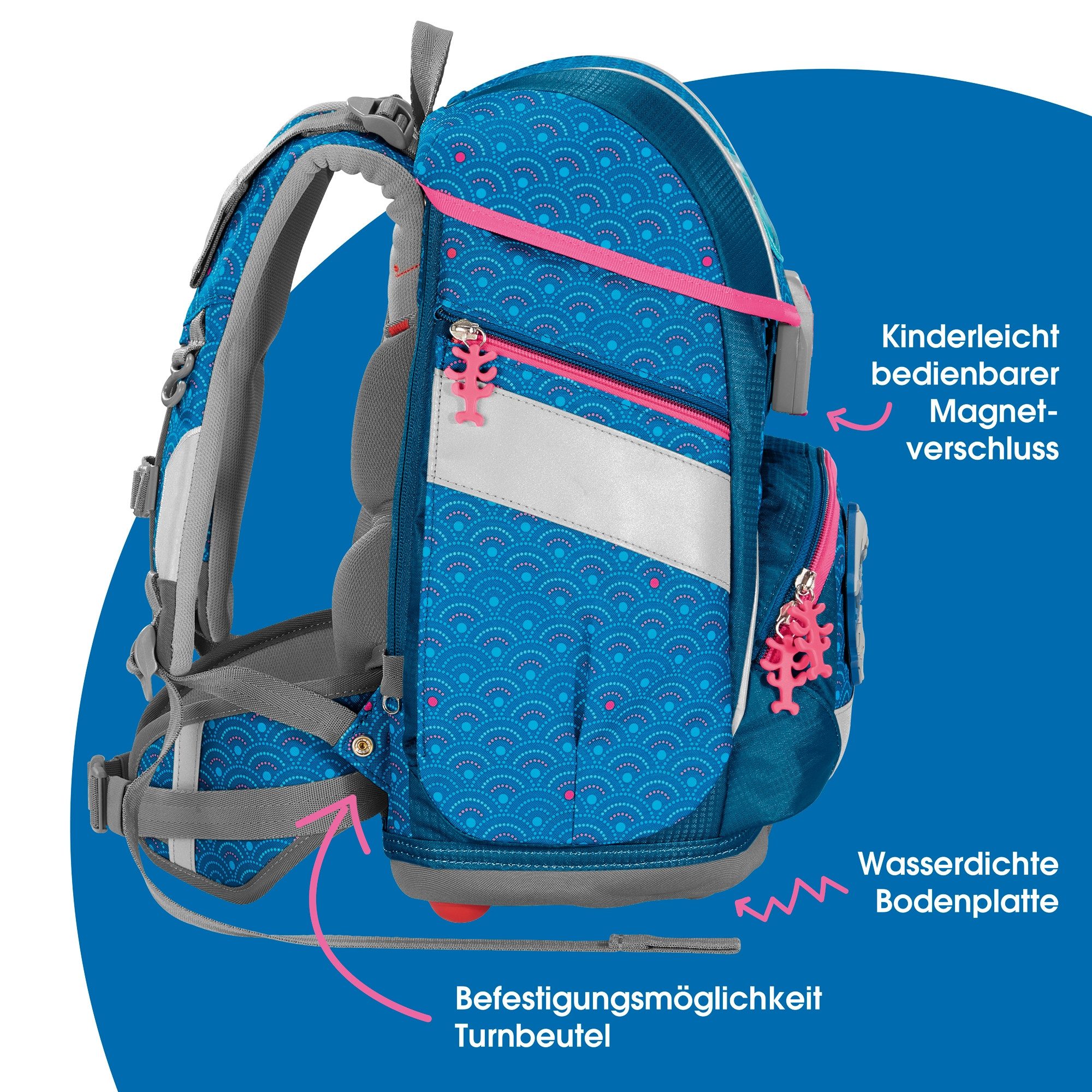 Step by Step Schulranzen 2IN1 PLUS „Dolphin Pippa“, 10-teilig, blau (6-teilig, 10-tlg)