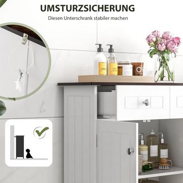 KOMFOTTEU Kommode Badzimmerschrank, mit höhenverstellbarem Regal, 60 x 30 x 75 cm