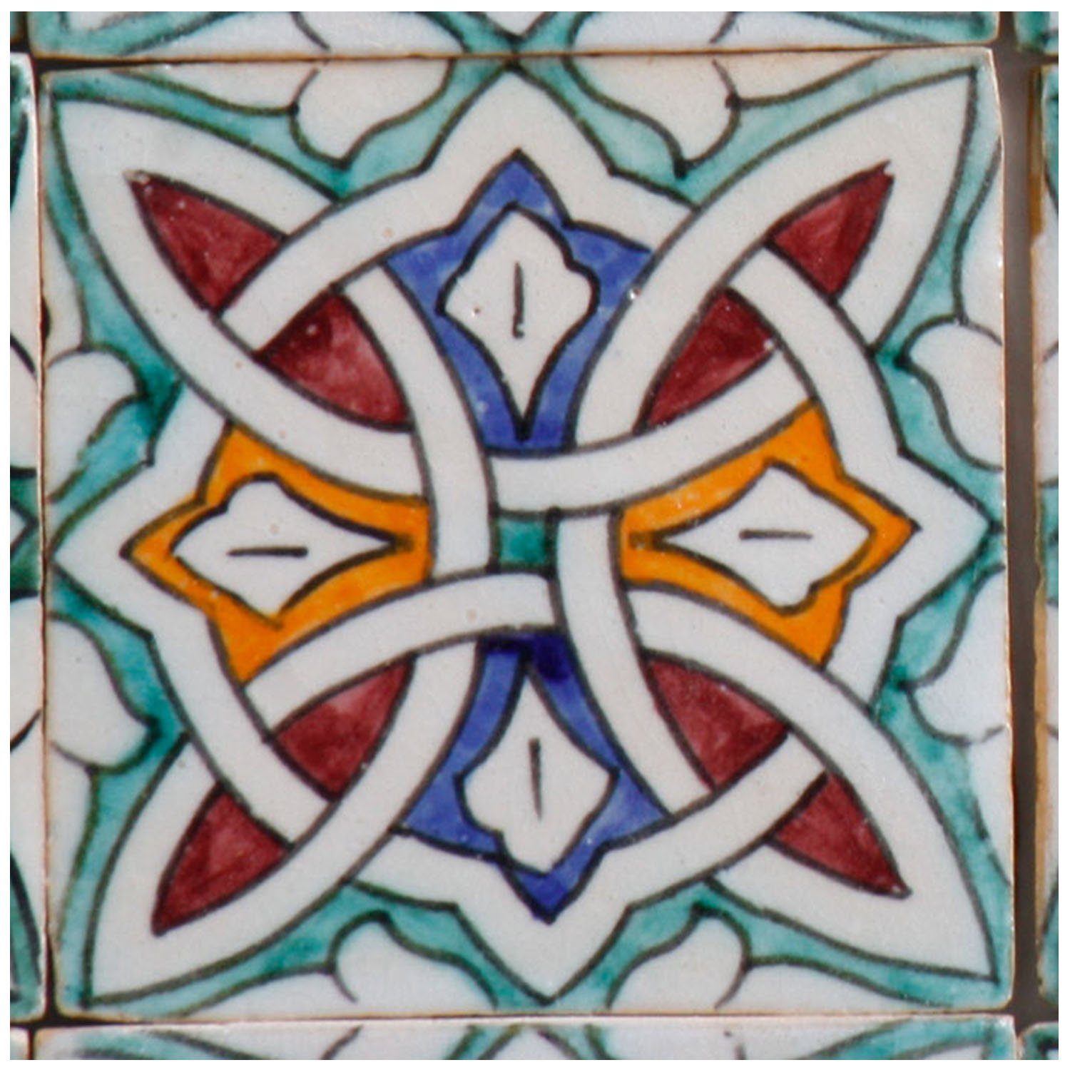 Casa Moro Keramik Wandfliese Casa Moro Marokkanische handbemalte Keramikfliese Layla, Mehrfarbig, 10 x 10 cm, Kunsthandwerk aus Marokko, Wandfliese für schöne Küche Dusche Badezimmer