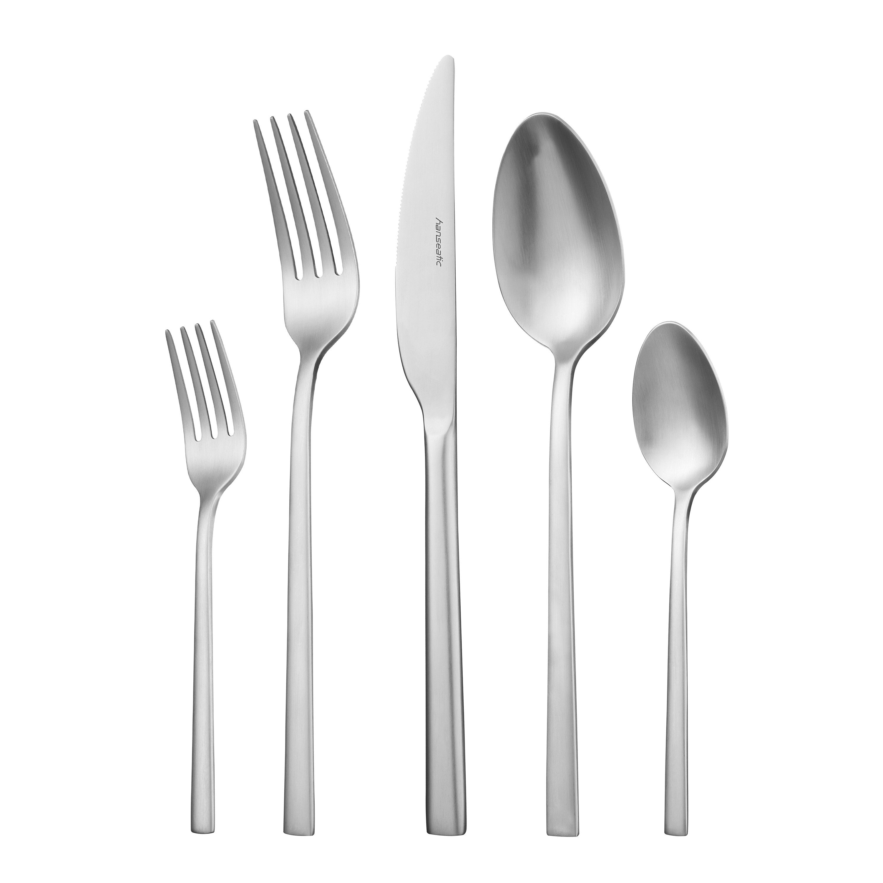 Hanseatic Besteck-Set SMART, in matter Optik (30-tlg), 6 Personen, Edelstahl 18/10, leichtes und minimalistisches Design