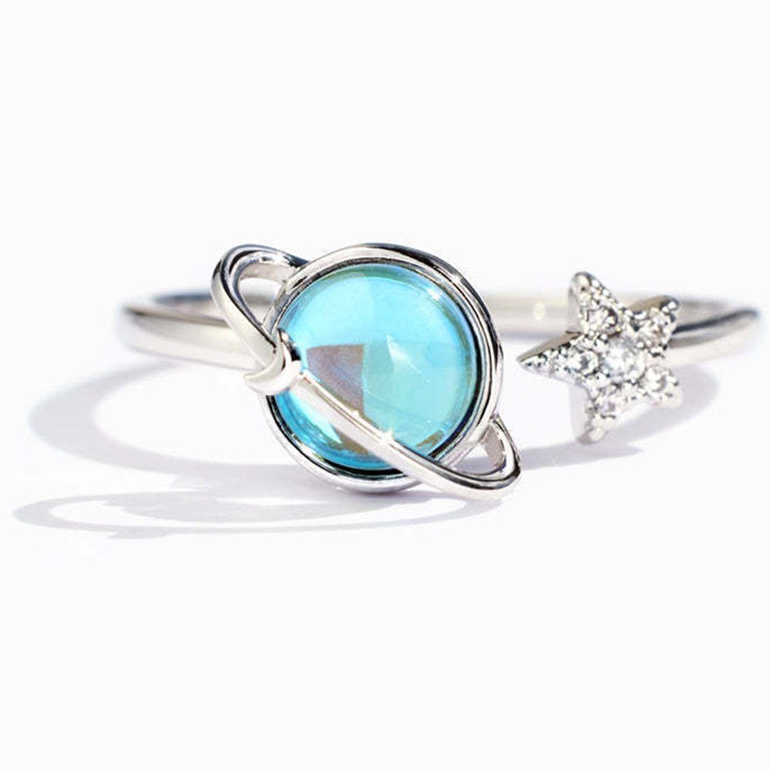 Haiaveng Fingerring Drehbarer Stern und Mond Ringe,Ring zum Abbau von Stress und Ängsten, Drehbarer Anti-Stress mit drehendem Planeten für Damen