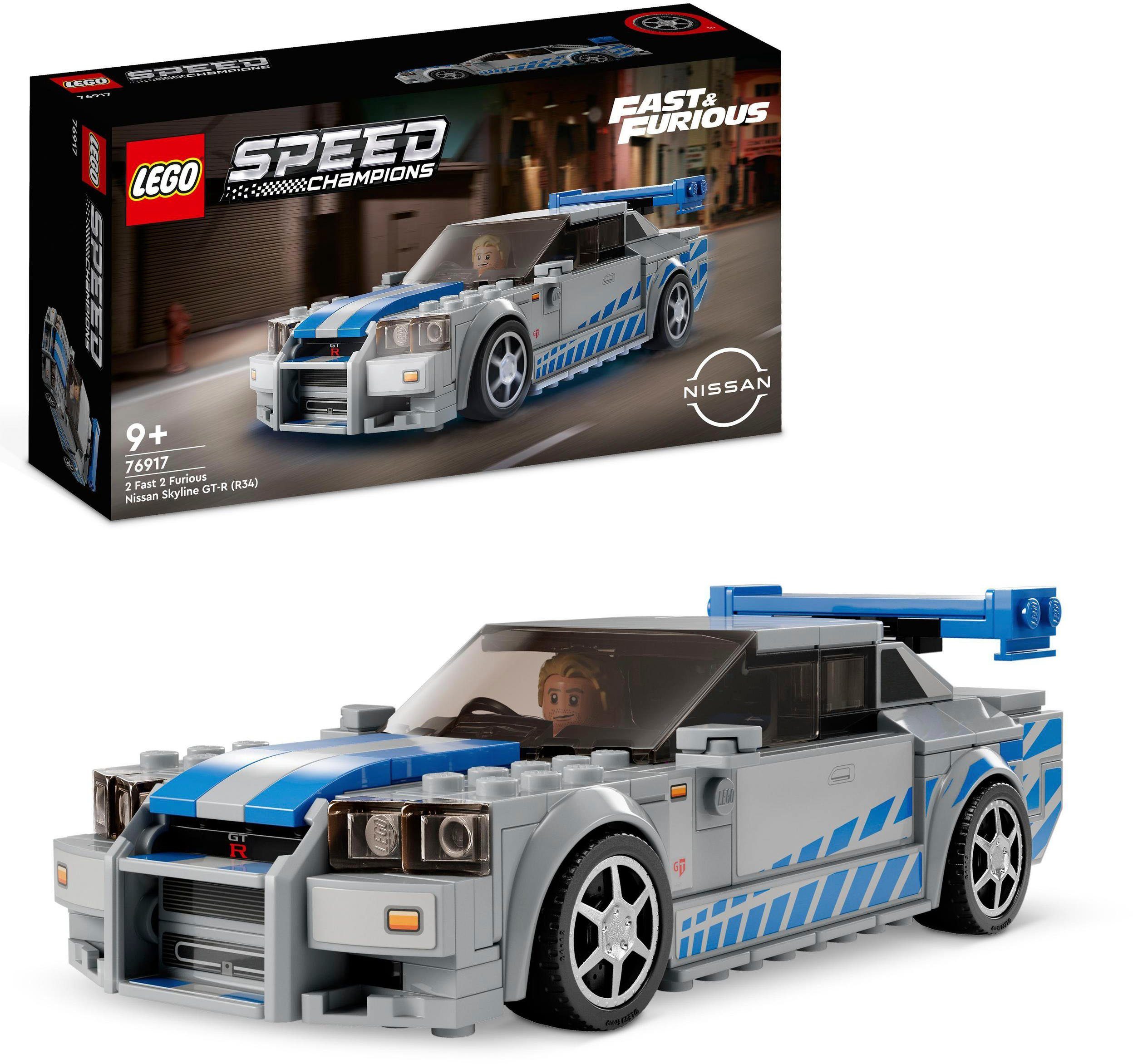 LEGO® Konstruktionsspielsteine 2 Fast 2 Furious – Nissan Skyline GT-R (R34) (76917), (319 St), LEGO® Speed Champions