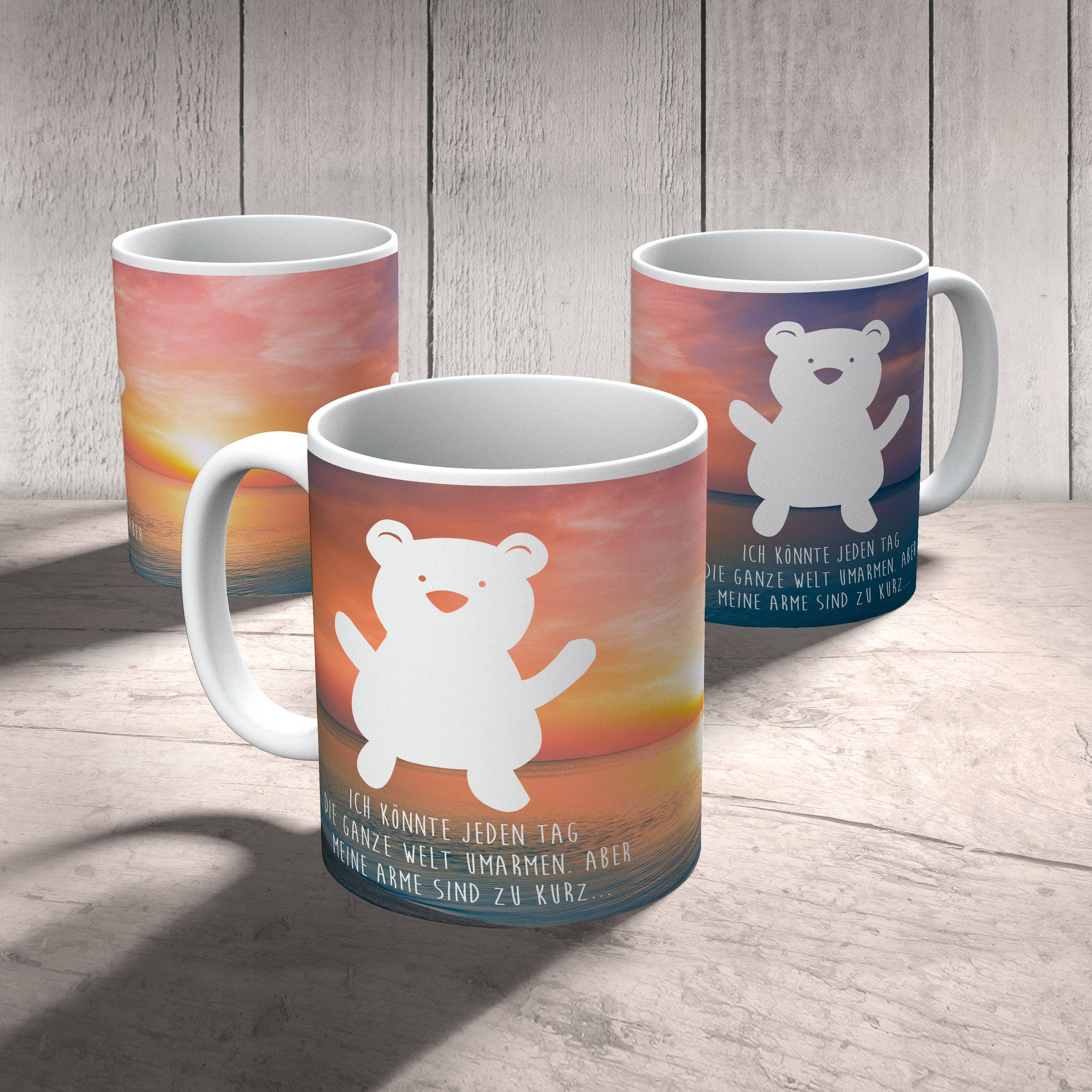 Mr. & Mrs. Panda Kinderbecher Teddybär ohne Fliege - Sonnenuntergang - Geschenk, Kunststoffgeschirr, Kunststoff