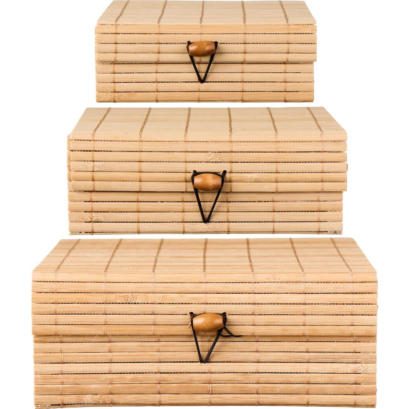 Aufbewahrungsbox Schachtelsatz Bambus 3er Set naturfarben Aufbewahrungsboxen mit Deckel