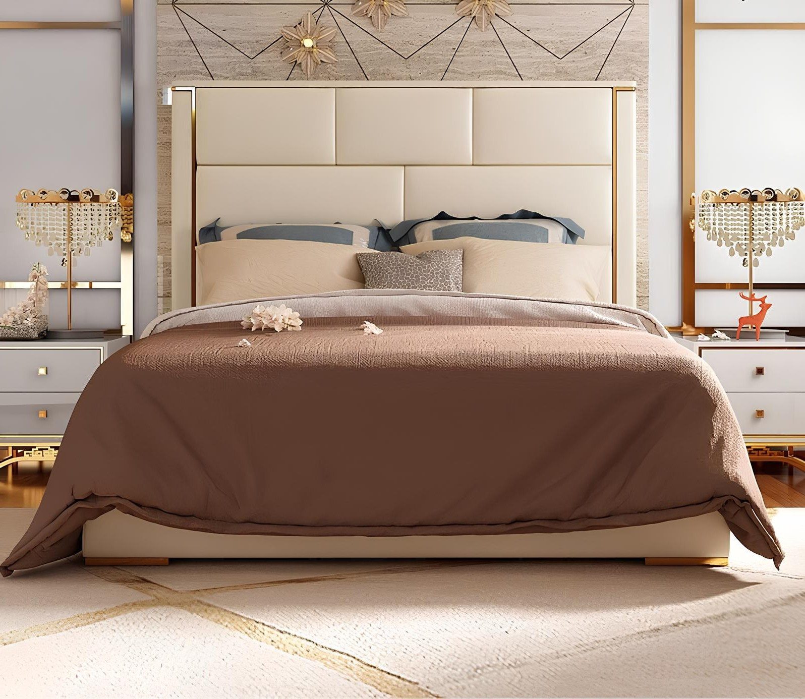 Xlmoebel Polsterbett Luxus-Polsterbett aus Leder für elegantes Schlafzimmer-Ambiente (1-tlg., Bett), Hergestellt in Europa