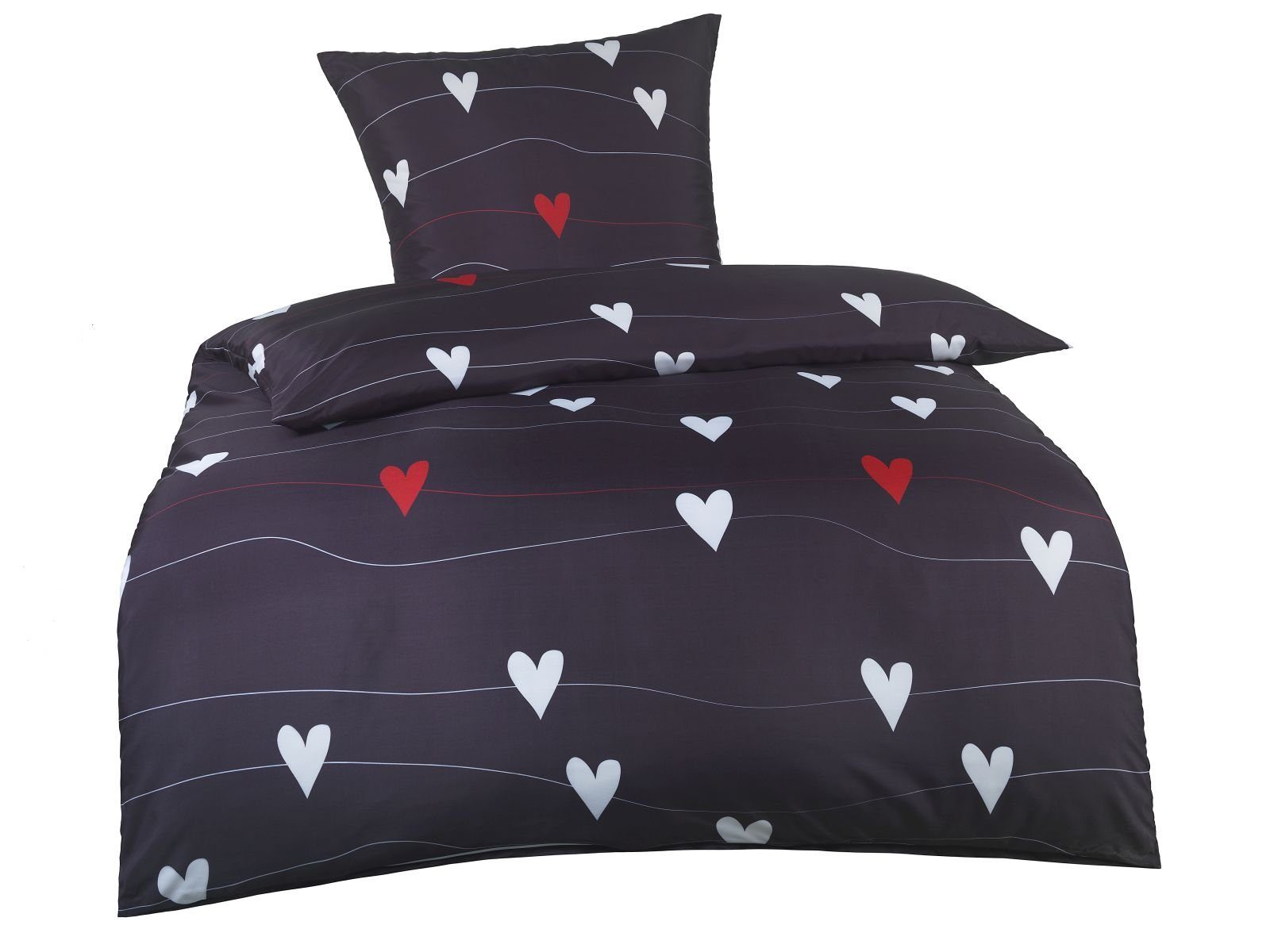 Optidream Bettwäsche Mikrofaser 135 cm x 200 cm schwarz, Bettbezug Kopfkissenbezug Set kuschelig weich hochwertig