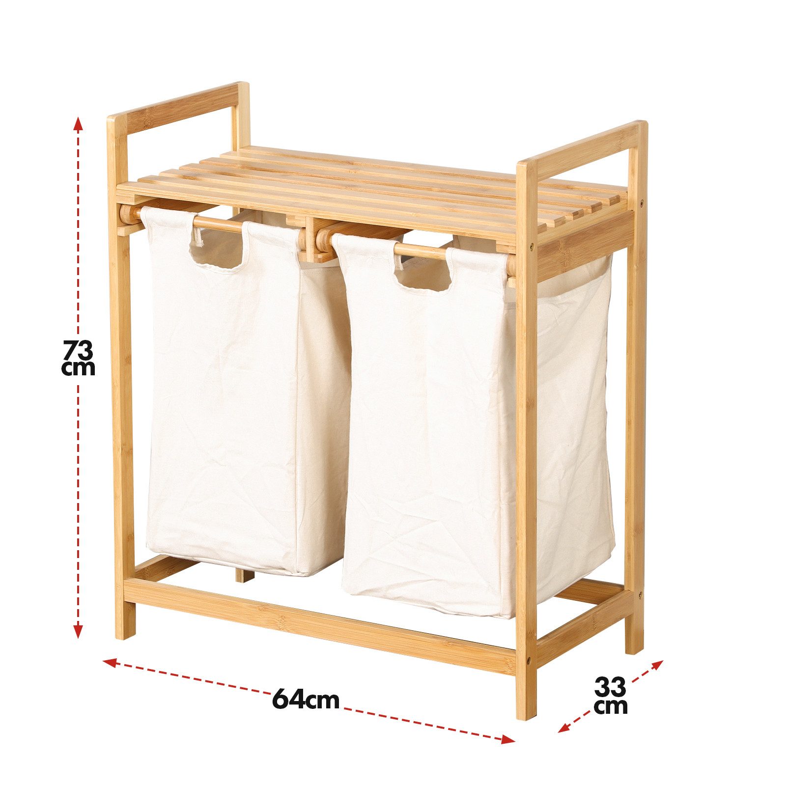 Floordirekt Wäschekorb aus Bambus Dakota, Wäsche-Sortierer mit 2 Wäschesäck günstig online kaufen