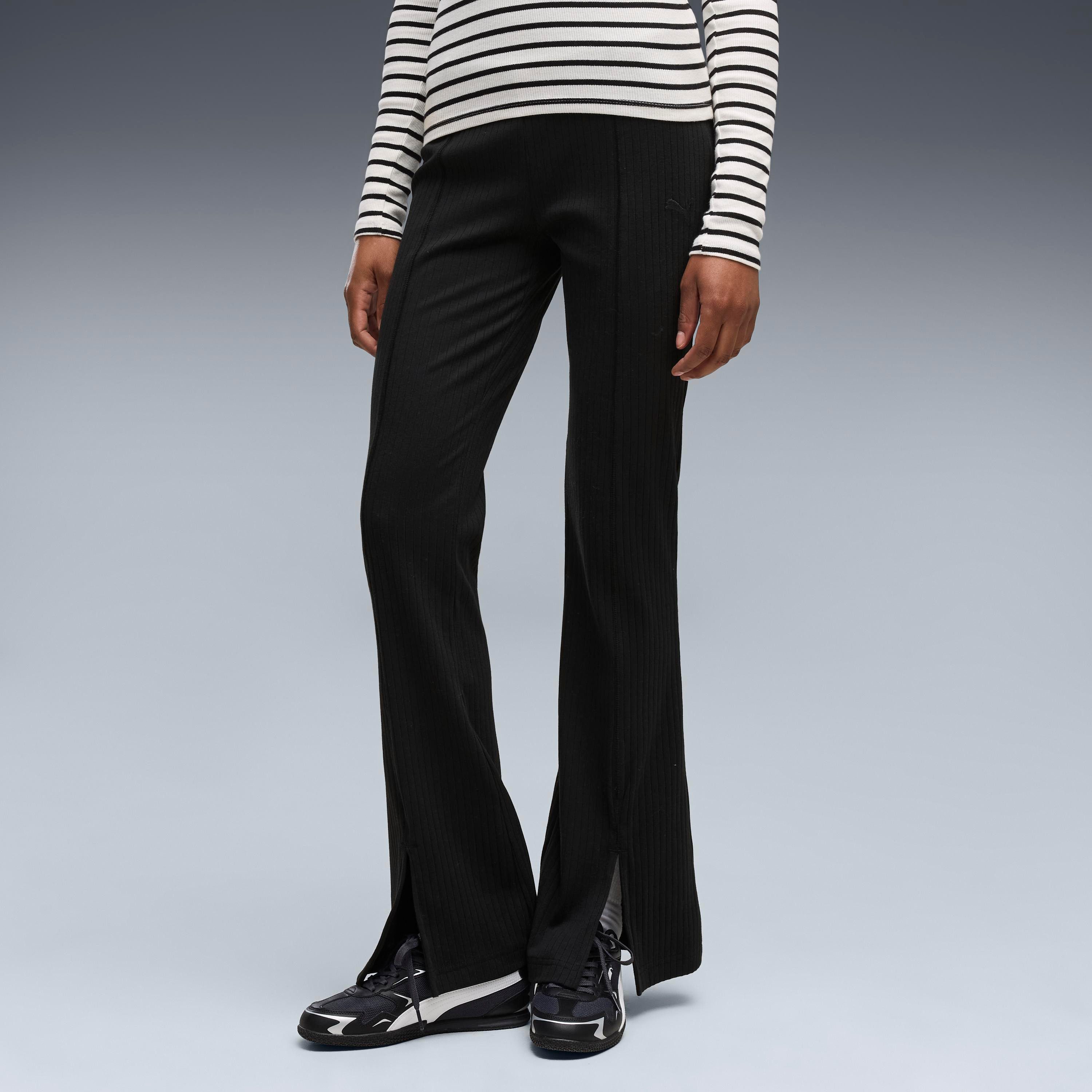 PUMA Leggings HER RIB FLARED LEGGINGS mit hoher Leibhöhe, unifarben, sportlicher Stil, schmale Passform