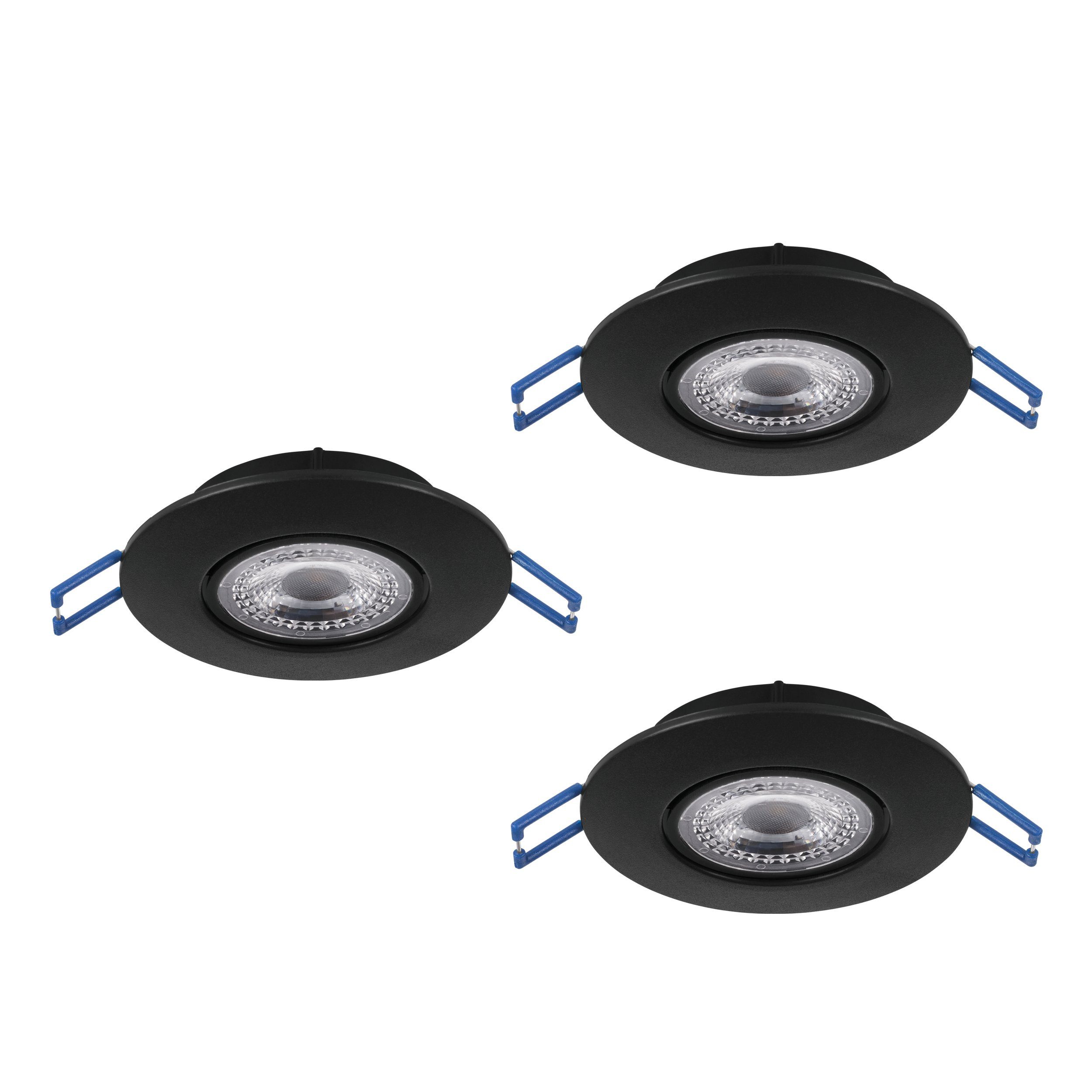 EGLO LED Einbauleuchte Zujar, Leuchtmittel inklusive, LED 3er-Set Einbauleuchten, Einbaustrahler, Deckenstrahler, Ø 8,5