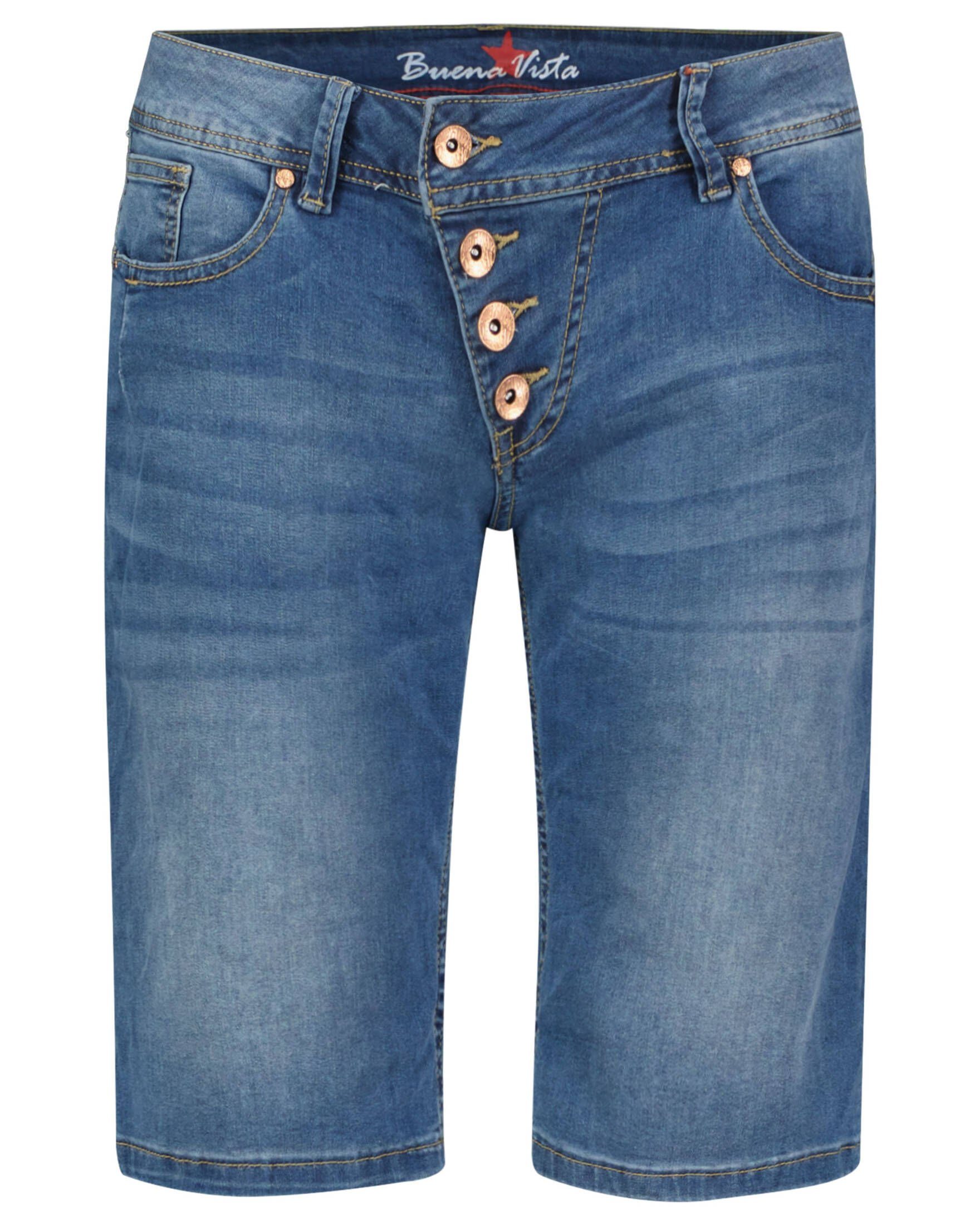 Buena Vista 5-Pocket-Jeans Damen Jeansshorts MALIBU Slim Fit (1-tlg) blue (82)