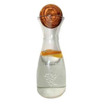 Olivenholz-erleben Flaschenverschluss Olivenholz-Kugel 8 cm Verschluss für Karaffen, Gläser, Insektenschutz, (1-tlg), Insektenschutz für Karaffen oder Gläser