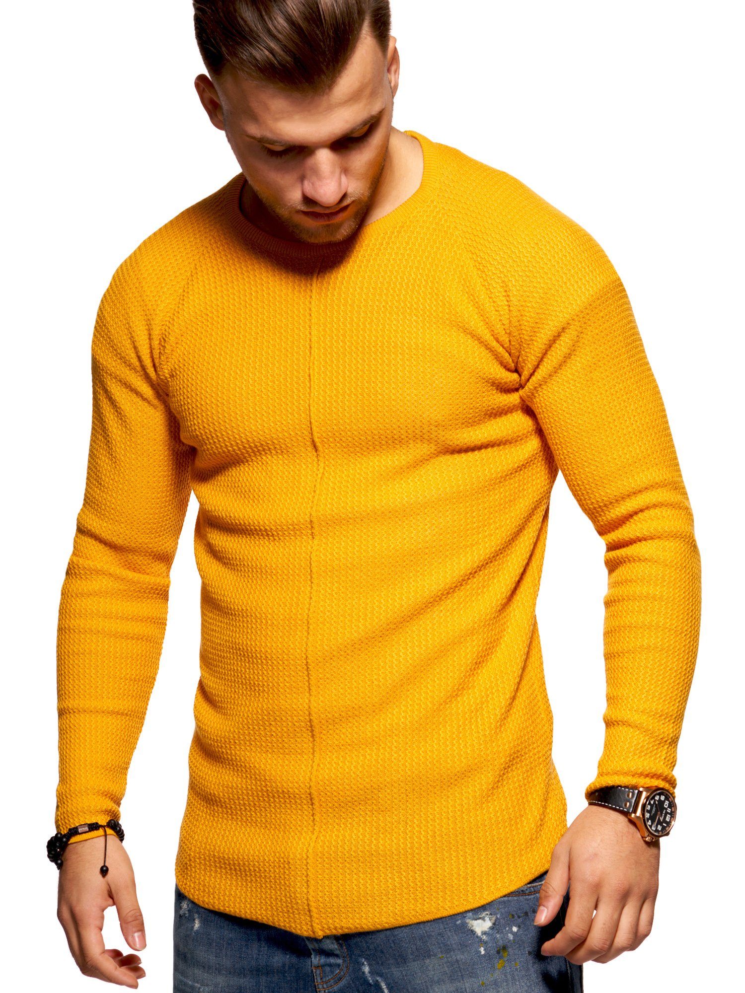 2Y Premium Strickpullover ELYAS mit abgerundetem Saum