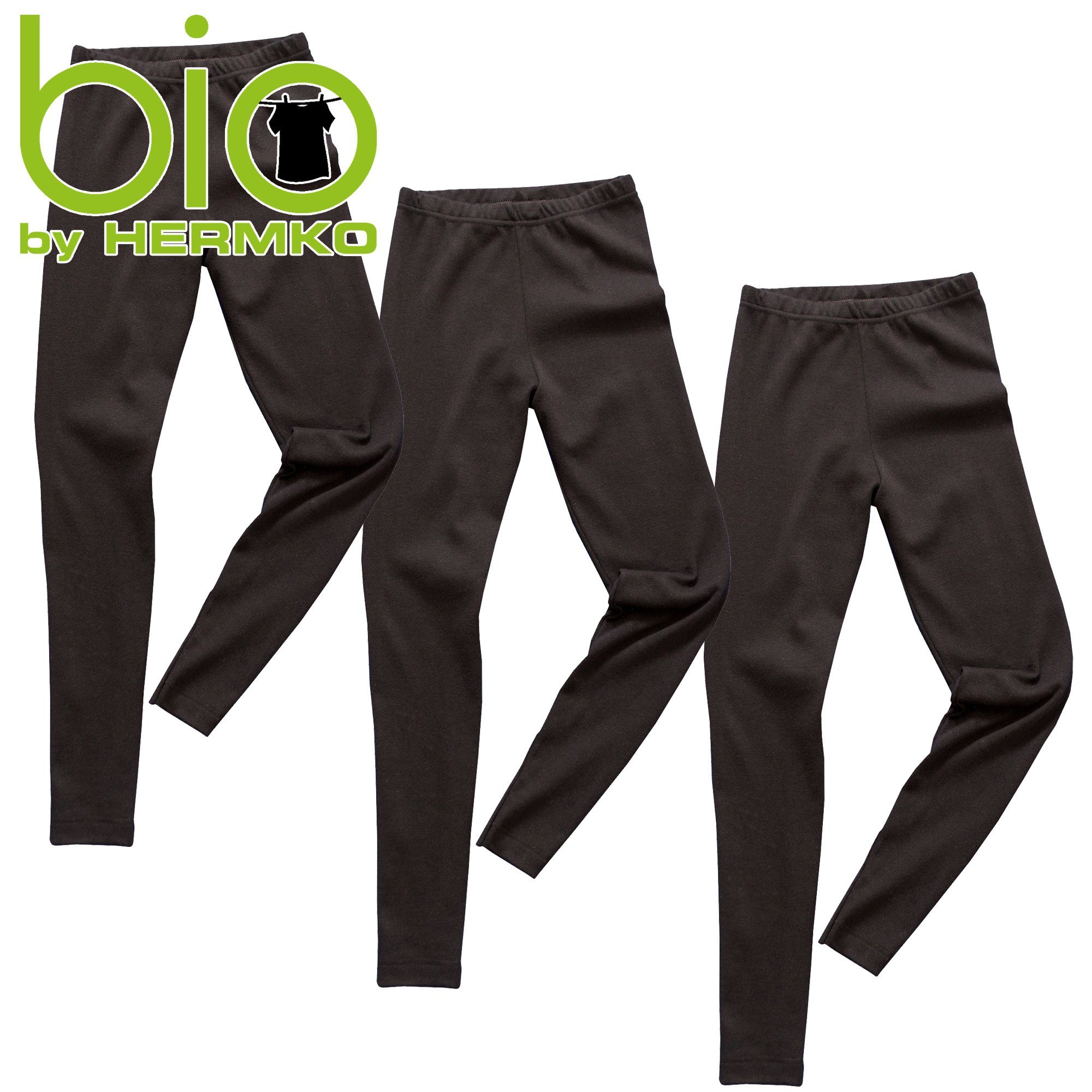 HERMKO Leggings 2720 (Pack, 3er) Kinder Legging, 100 % Bio-Baumwolle, Gummibund, Jungen, Mädchen