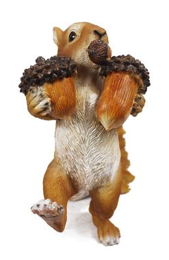Arnusa Tierfigur Eichhörnchen mit Nüssen Gartenfigur, 21x29x11 cm Gartendekoration Lustig Lebensgroß