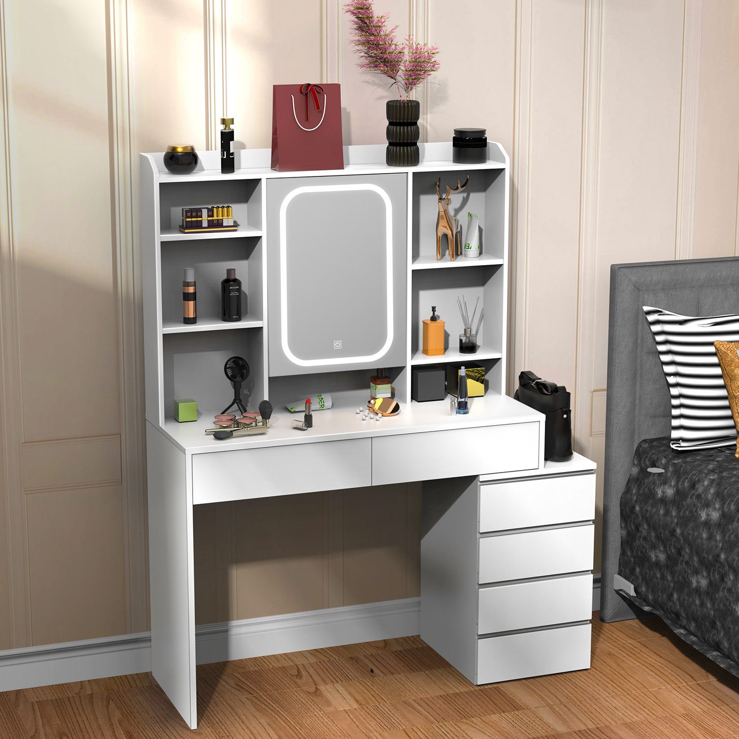 WILGOON Schminktisch Kosmetiktisch mit Beleuchtung, Frisierkommode günstig online kaufen