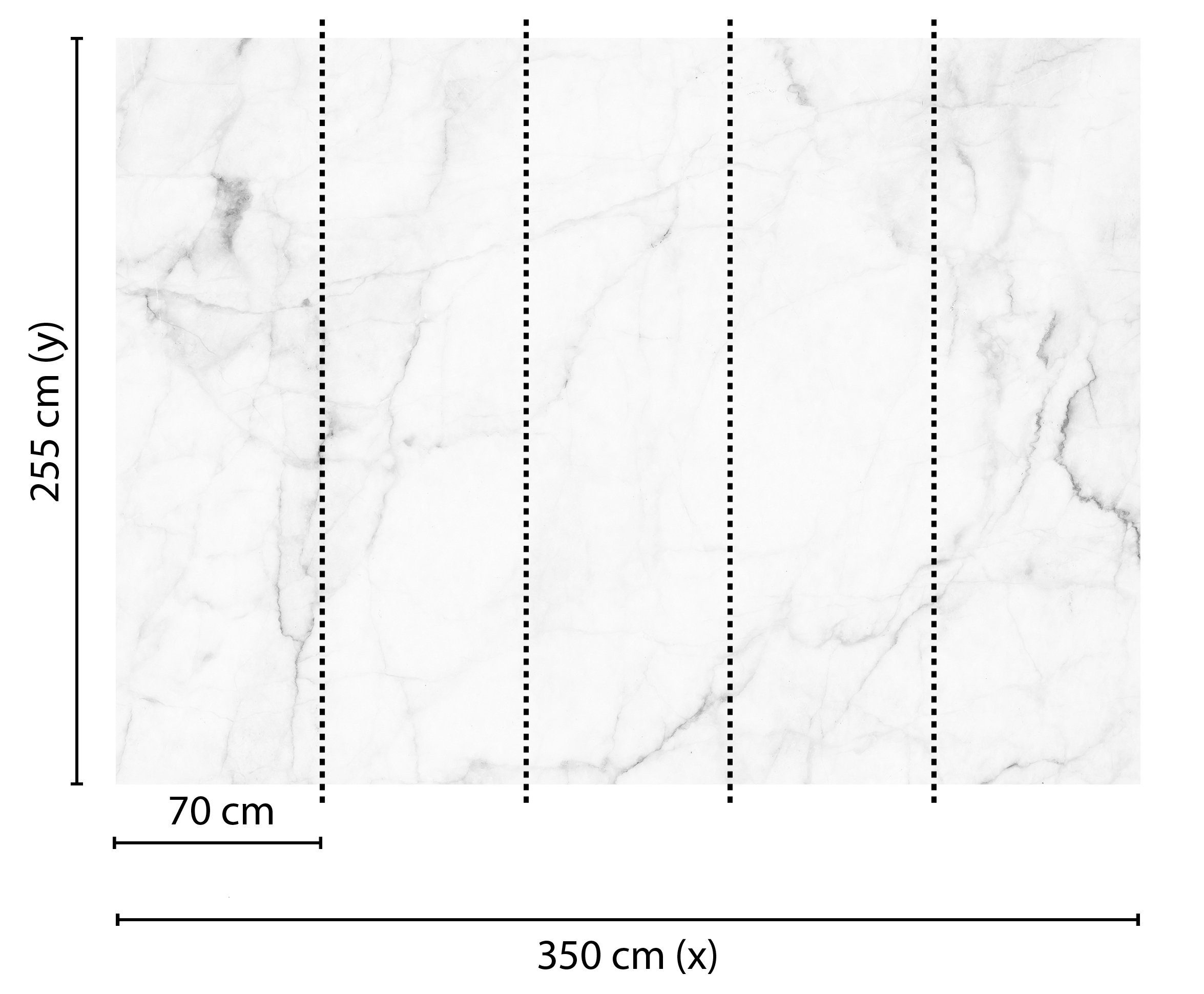 living walls Fototapete Designwalls White Marble 2, glatt, (5 St), Vlies, Wand, Schräge, Decke