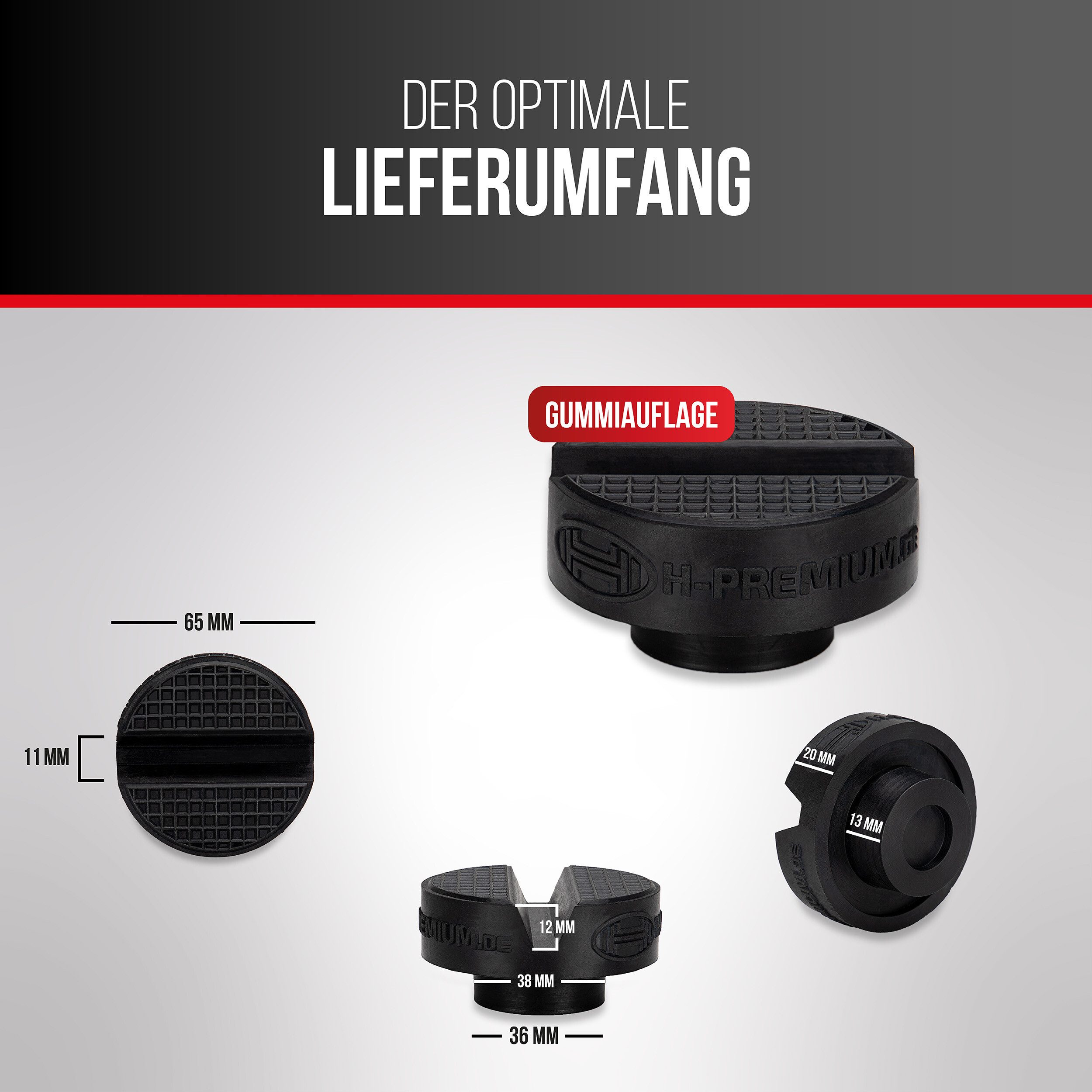 HEYNER Wagenheber Gummiauflage für Wagenheber rund, rutschfest & lackschonend, Ø 65 mm, 1-tlg.