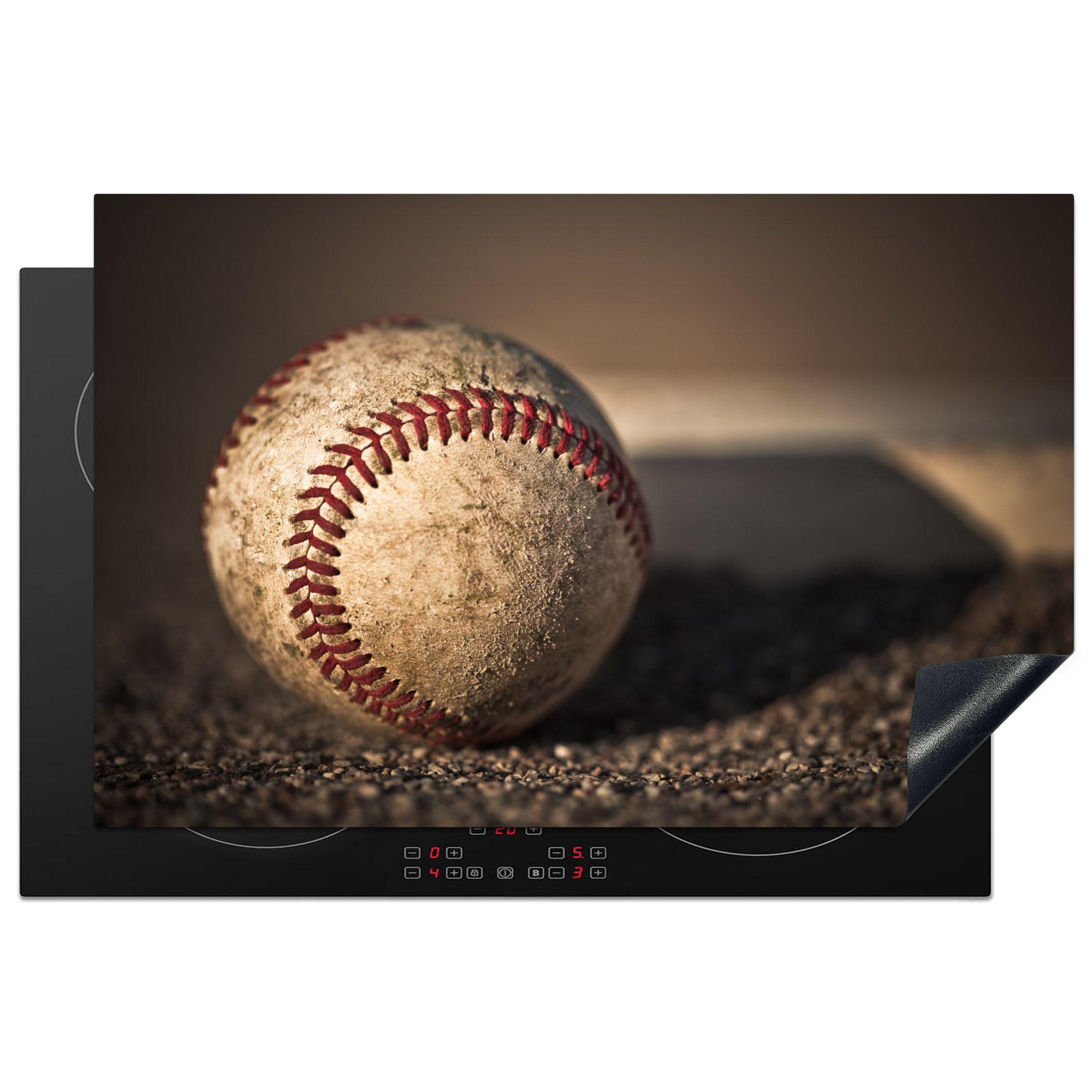 Schutz Induktionskochfeld Baseball, klassischer Getragener küche, cm, die Herdblende-/Abdeckplatte 81x52 für (1 tlg), MuchoWow Vinyl, Ceranfeldabdeckung