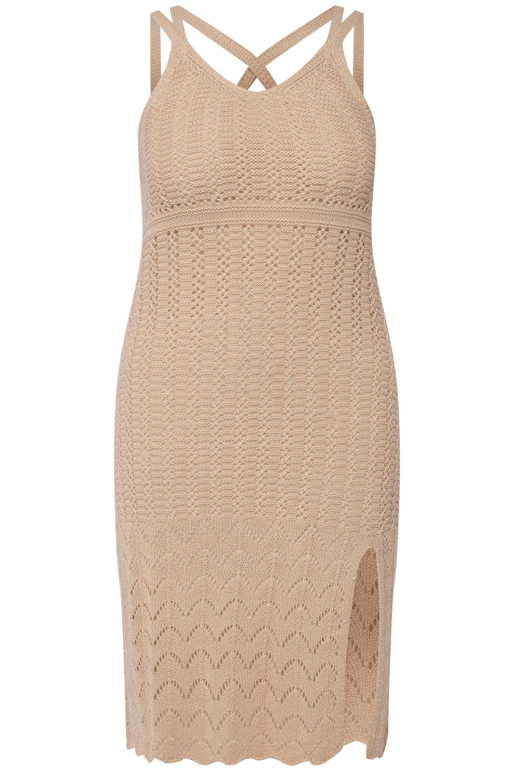 Ulla Popken Minikleid Häkelkleid V-Ausschnitt Spaghettiträger günstig online kaufen