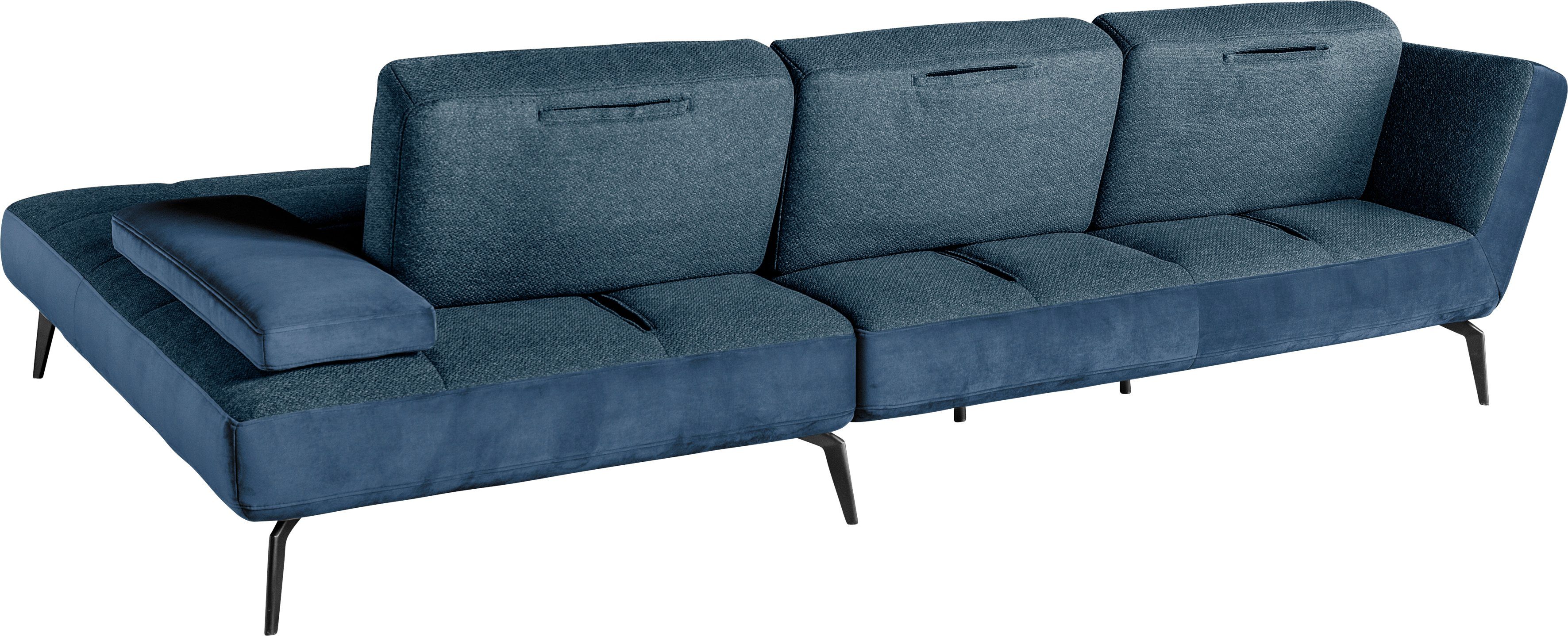 set one by Musterring Ecksofa 4300, und SO dunkelblau49/blau81 Nierenkissen inklusive Sitztiefenverstellung