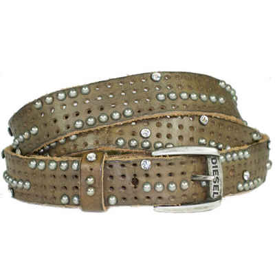 Diesel Ledergürtel Diesel Damen Gürtel TREILLIS im klassischen Design, Vollrindledergürtel, Leder Gürtel mit Schnalle, Leder Gürtel mit Swarovski Steine