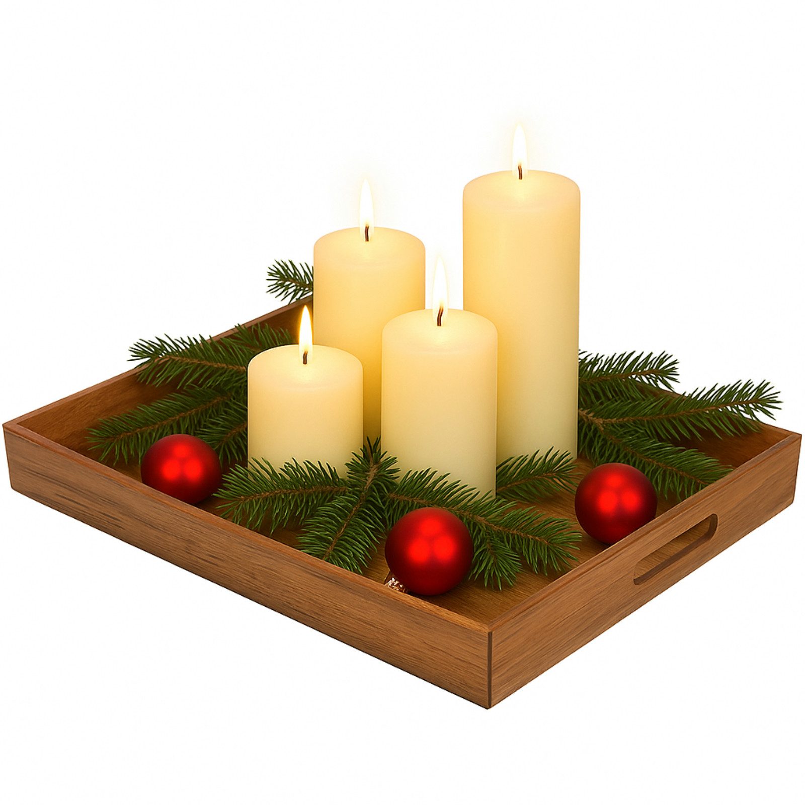 Koopman Tablett Akazienholz 50x35 cm Griff Rand abgerundet, Akazienholz, (1-tlg), XXL, Glatt, 2 Tragegriffe, Glänzend