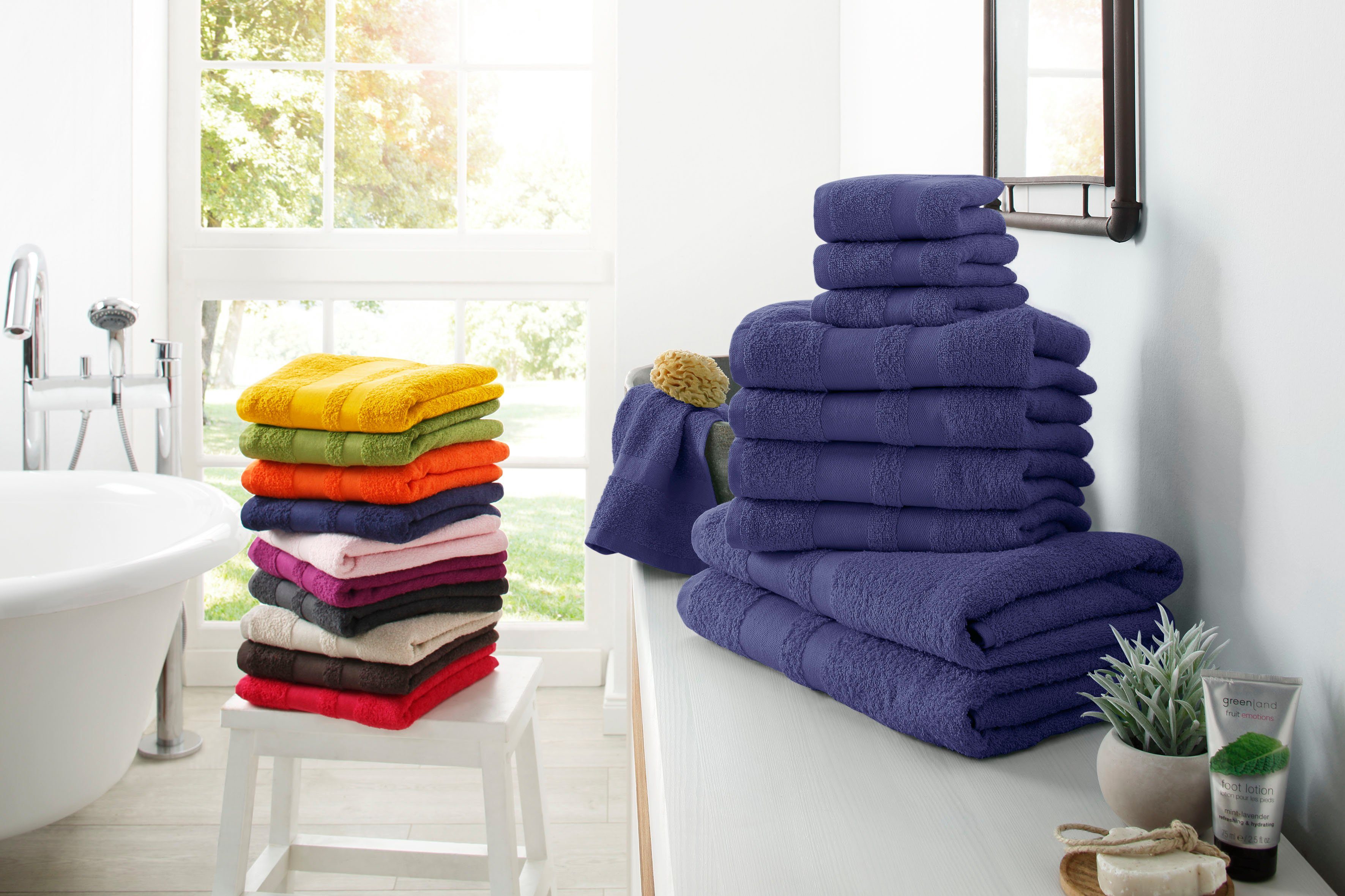 my home Handtuch Set (Set, Duschtücher, Vanessa, aus Gästetücher Bordüre, Handtücher 100% mit Handtücher Baumwolle 10- einfarbige Walkfrottee, tlg), und