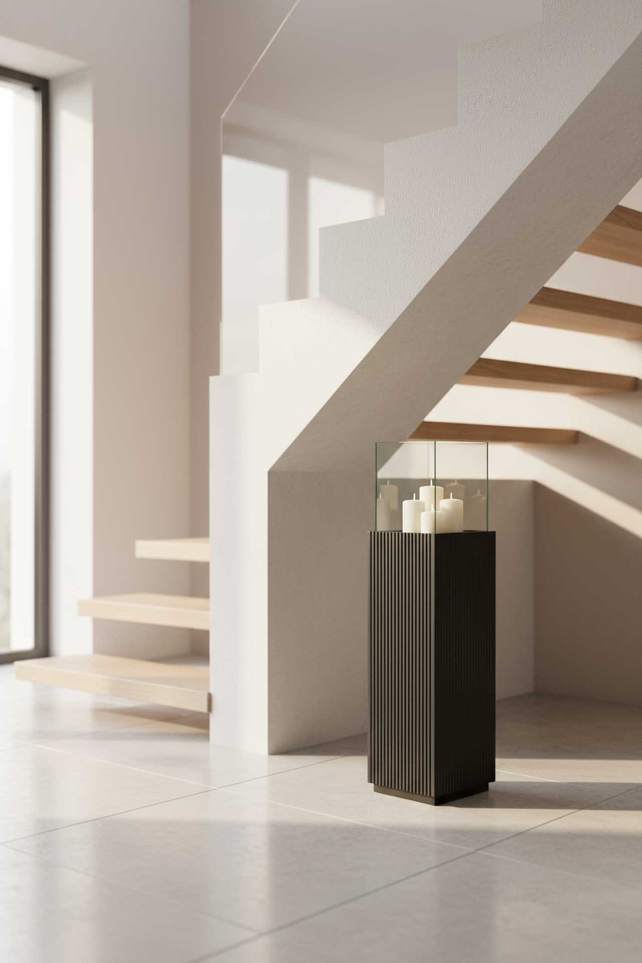 VIVANNO Bodenwindlicht Fiberglas CANDELA Rechteckig - Skandischwarz Matt (1 günstig online kaufen