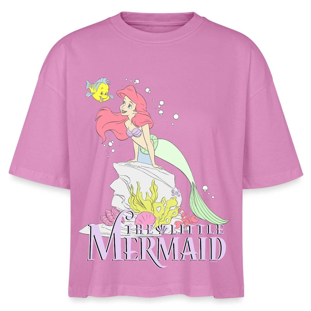 Spreadshirt T-Shirt Arielle Die Kleine Meerjungfrau Auf Fels Boxy Shirt Damen (1-tlg)