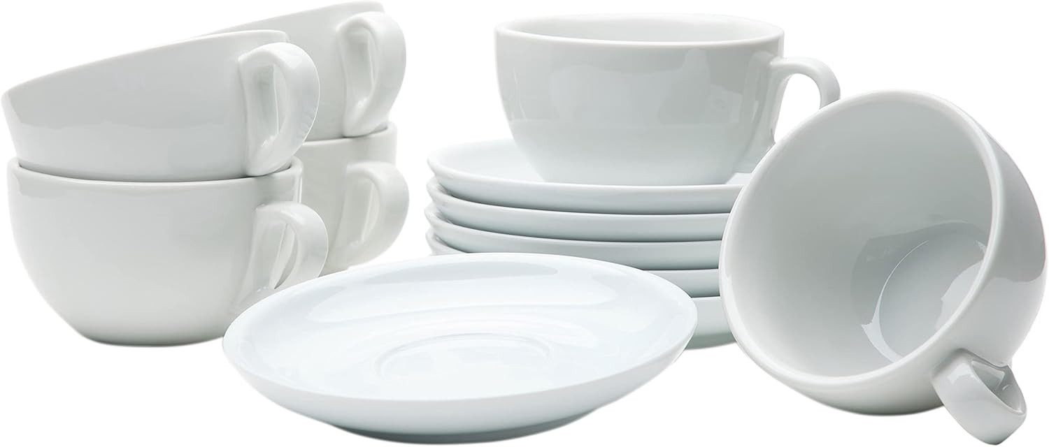 Gastro Spirit Latte-Macchiato-Tasse 12tlg. Milchkaffee Tassen Set 350 ml, weiß, Porzellan, Italia Serie, 12-tlg., Keramik, extra dicke Wandstärke