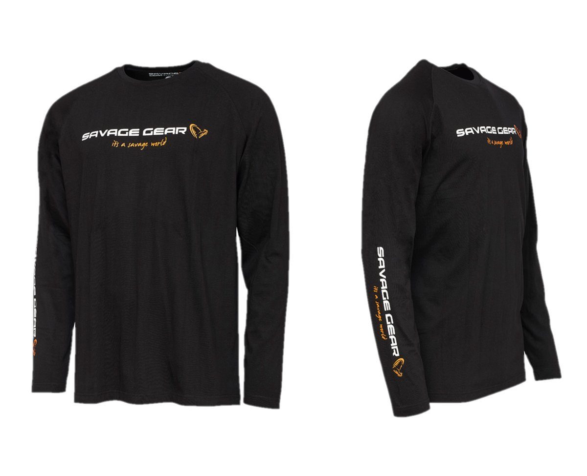 Savage Gear Longsleeve Signature Logo für S-XXXL Freizeit und langärmlig Perfekt Raubfischangeln das Sleeve für T-Shirt Raubfischangeln Long besonders Sport