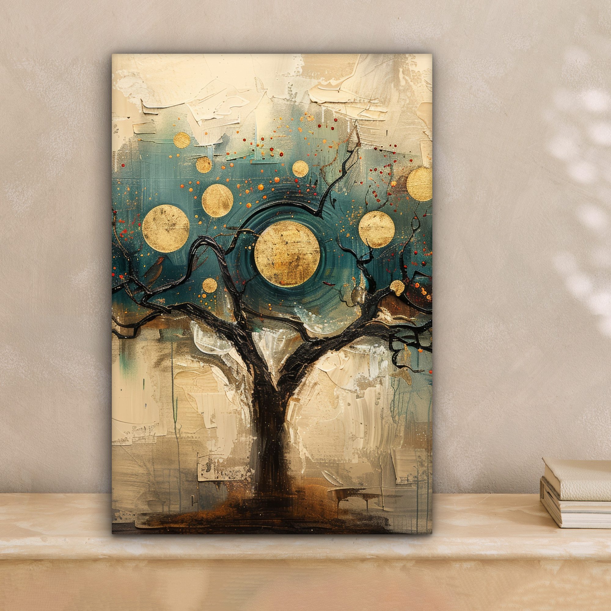 OneMillionCanvasses® Leinwandbild Baum - Abstrakt - Braun - Gold - Industri günstig online kaufen