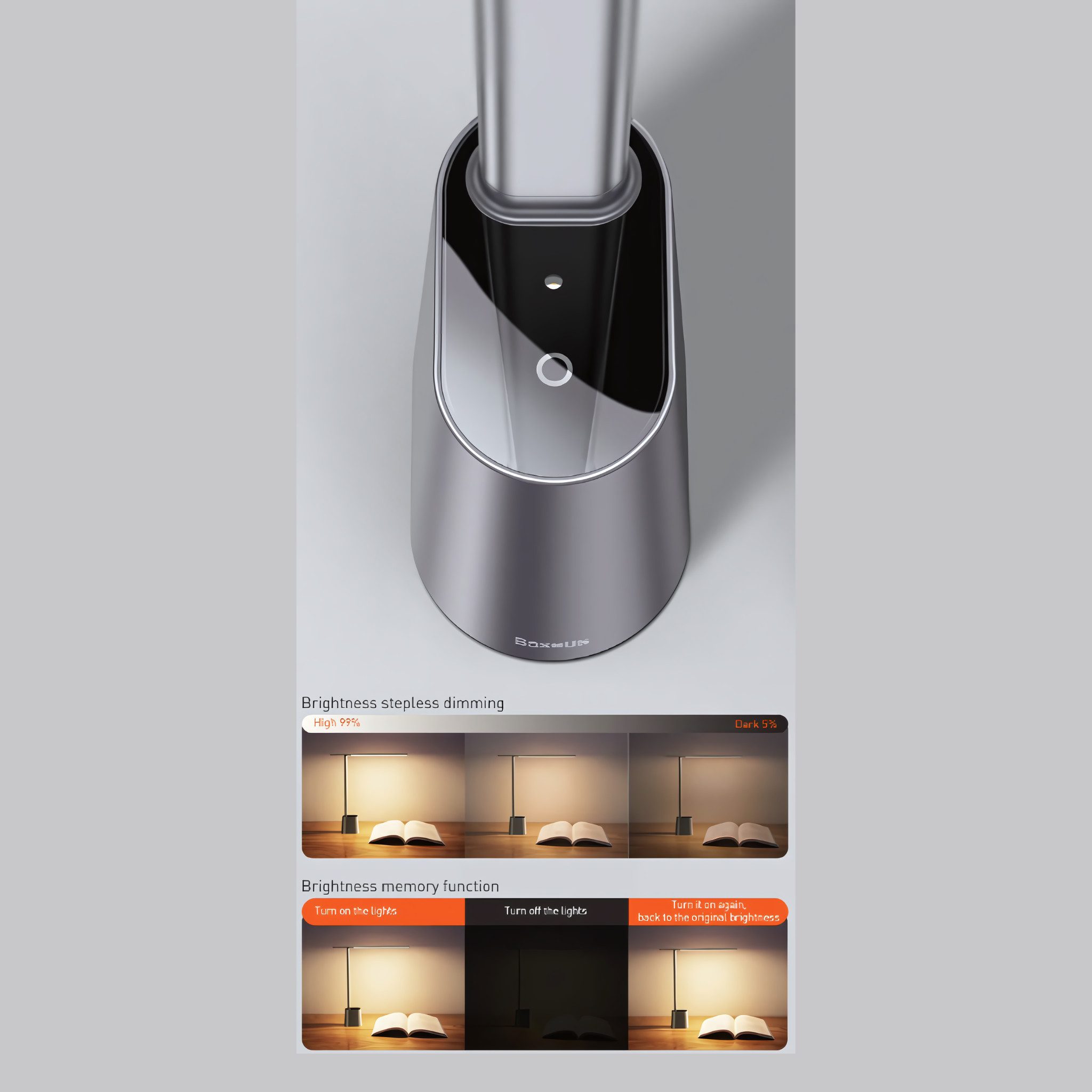 Baseus LED Schreibtischlampe LED Tischlampe, LED fest integriert, Tageslichtweiß, Warmweiß, Kaltweiß, SmartEye-Technologie, stufenlos dimmbar, Lichtfarbe einstellbar, etc.