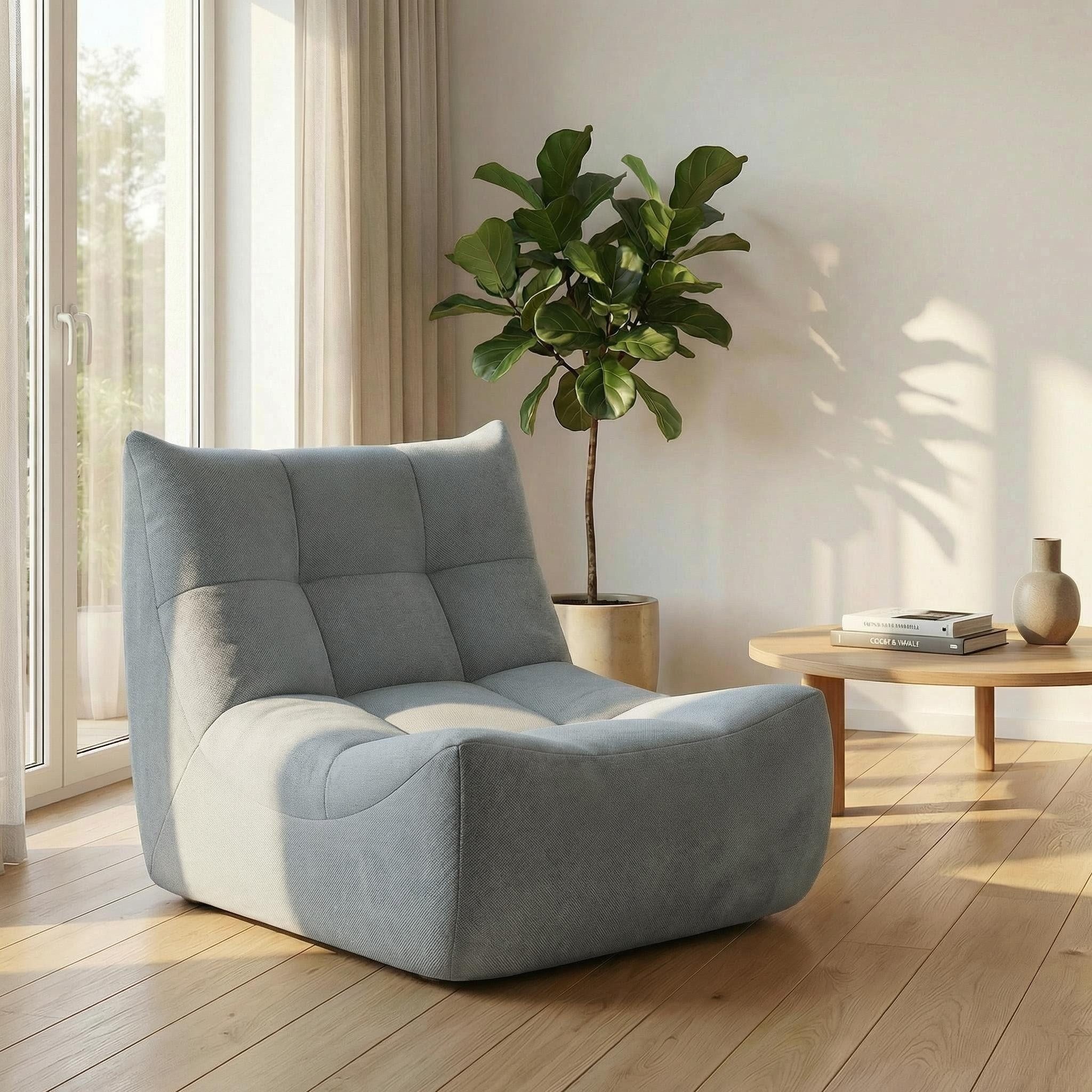 GLP Sitzsack Ergonomischer Sessel, Weich & Formstabil (Set, 1-Sitzer Einzelsessel), Ergonomischer Chenille Loungesessel mit Memory Foam Komfort