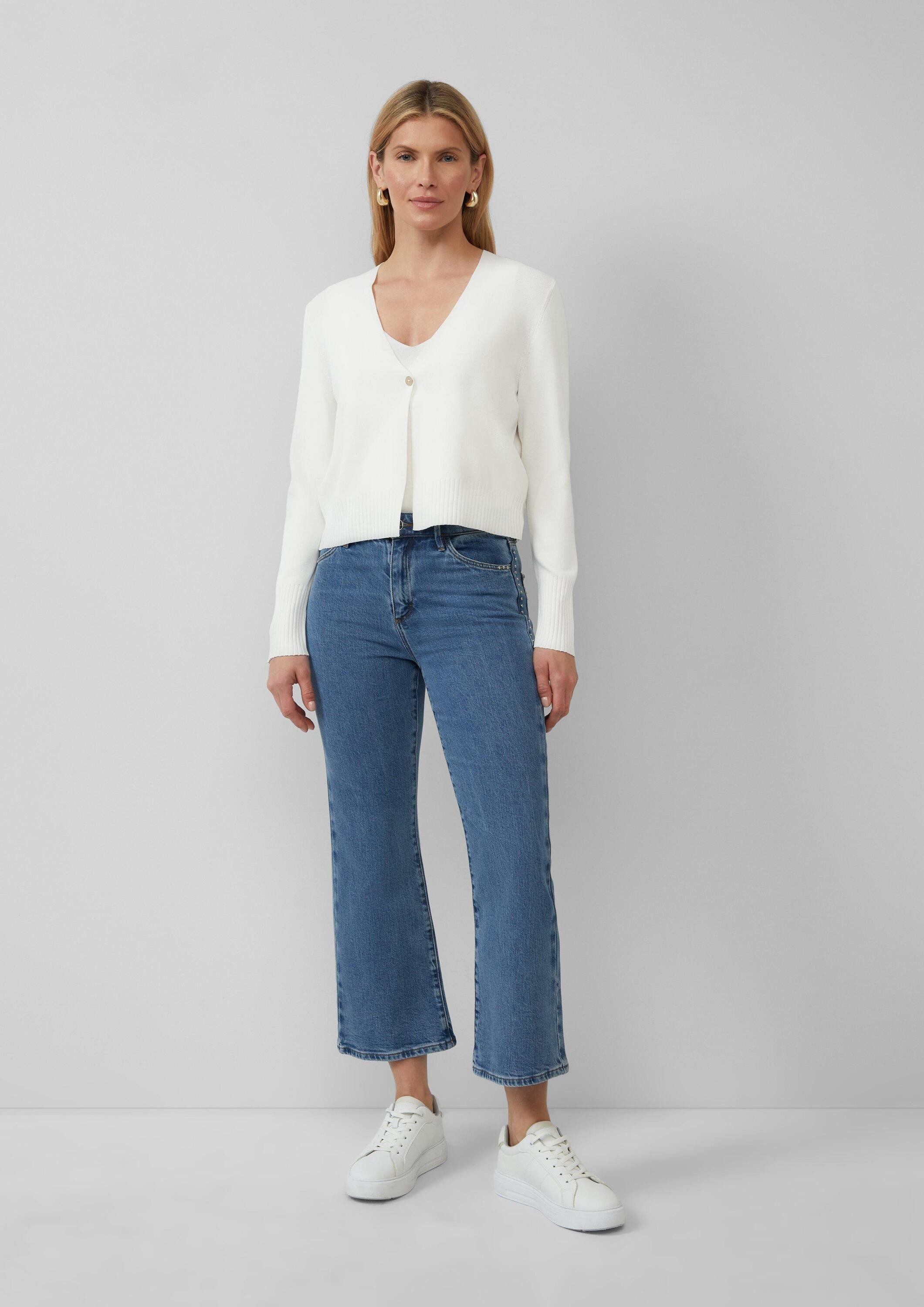 s.Oliver Weite Jeans Jeans-Hose Crop-Jeans Selina / Slim Fit / High Rise / Flared Leg / Nieten-Details