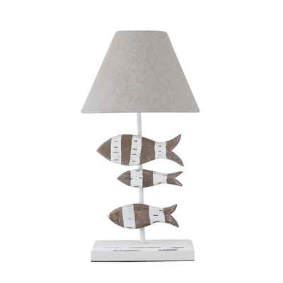 Grafelstein Tischleuchte »Tischlampe FISCHE braun weiß aus Holz mit Holzfischen maritim Hamptons Long Island«