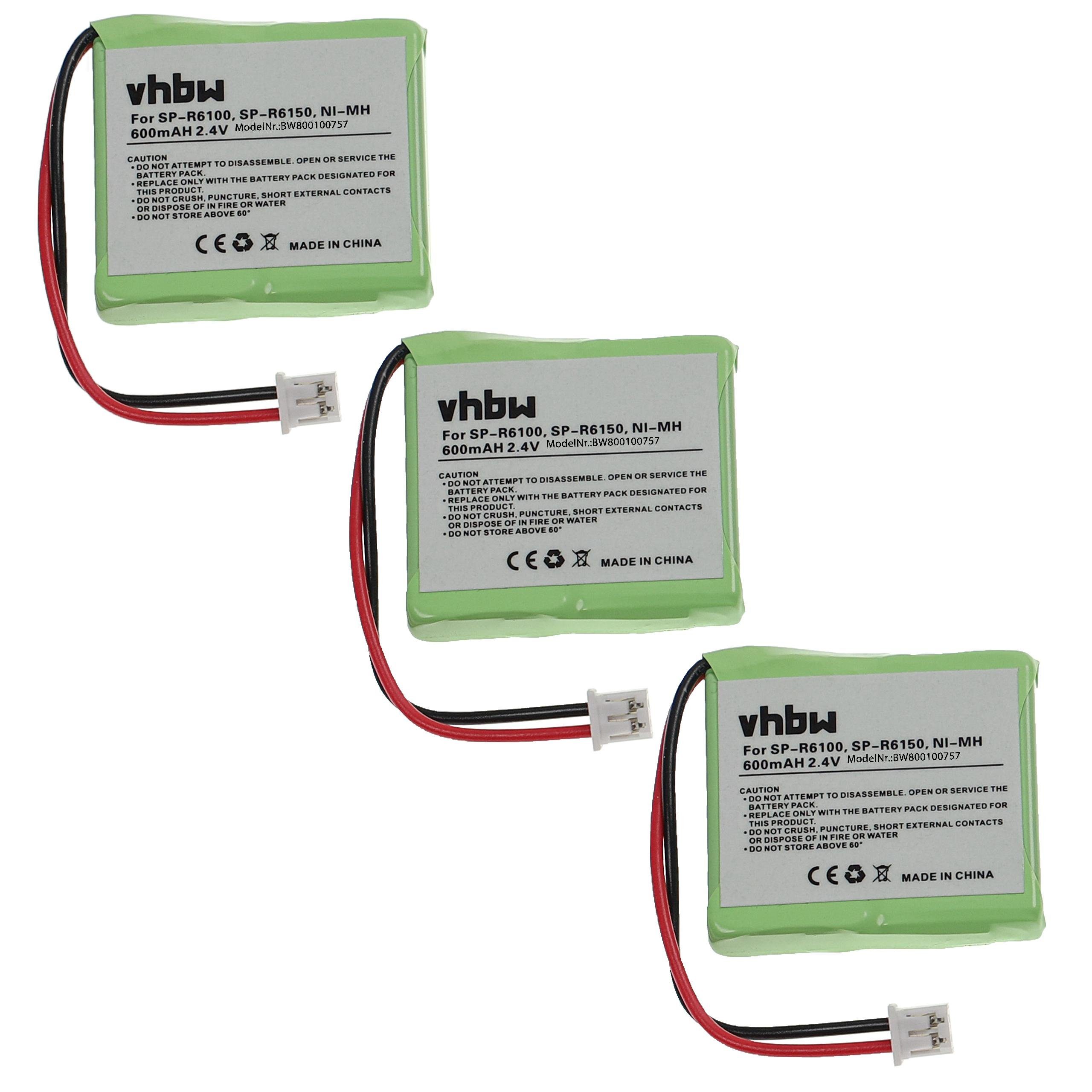 vhbw kompatibel mit Samsung SPR-6100, SPR-6150, SP-R6100, SP-R6150 Akku NiMH 600 mAh (2,4 V)