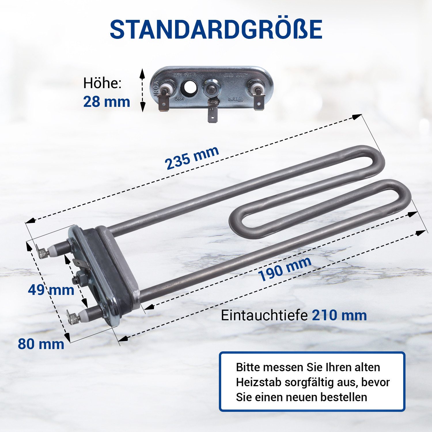 VIOKS Heizstab Heizelement Ersatz für BOSCH 12004179 2000W 230V, mit integrierter Thermosicherung für Waschmaschine