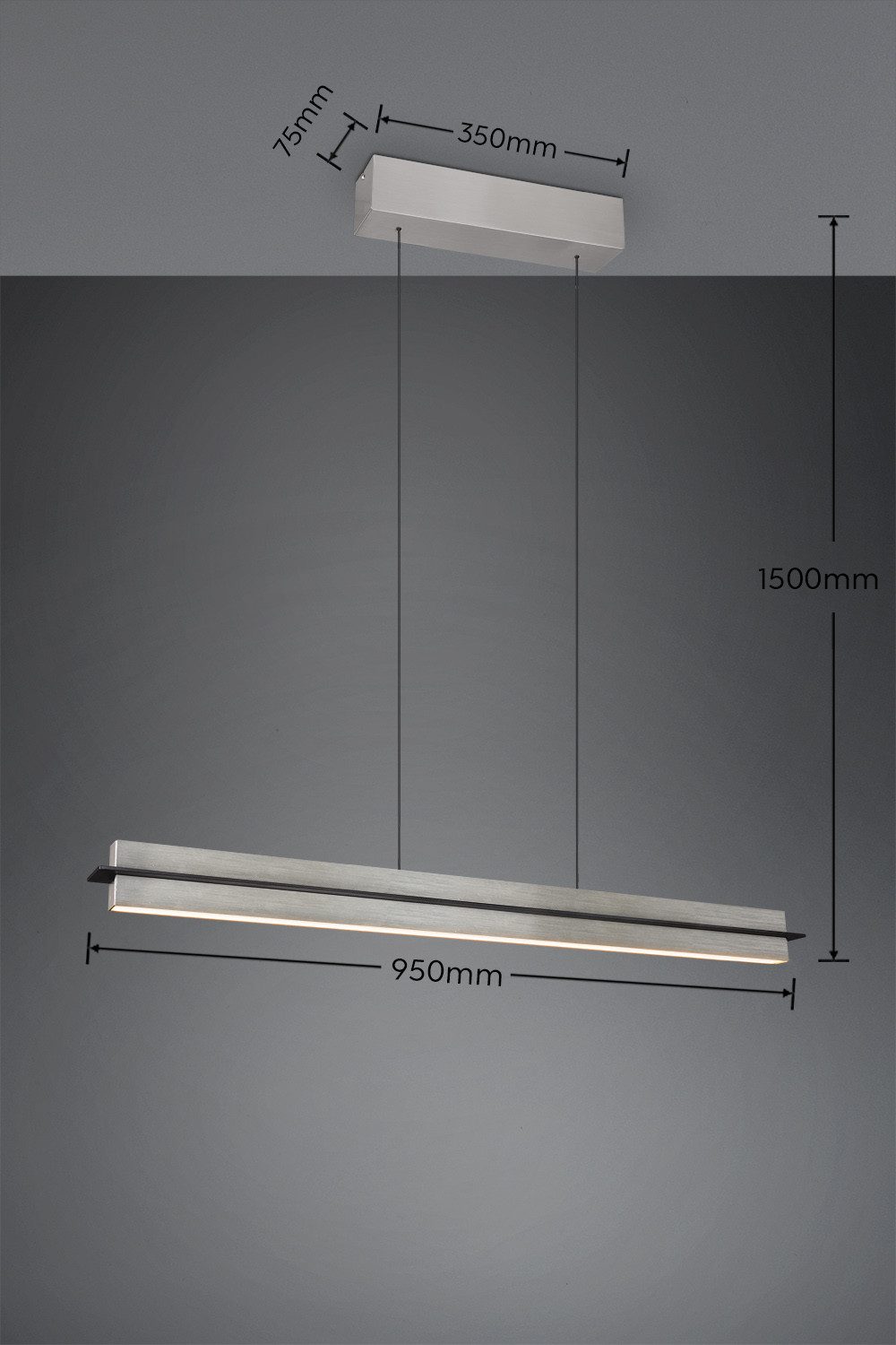 TRIO Leuchten LED Pendelleuchte EMERSON, LED Hängeleuchte höhenverstellbar, 4-Stufen Touch Dimmer, Dimmfunktion, mehrere Helligkeitsstufen, LED fest integriert, Farbwechsler, warmweiß - kaltweiß, Lichtfarbe einstellbar 2700-5000K warm- bis kaltweiß, Höhe max 150 cm